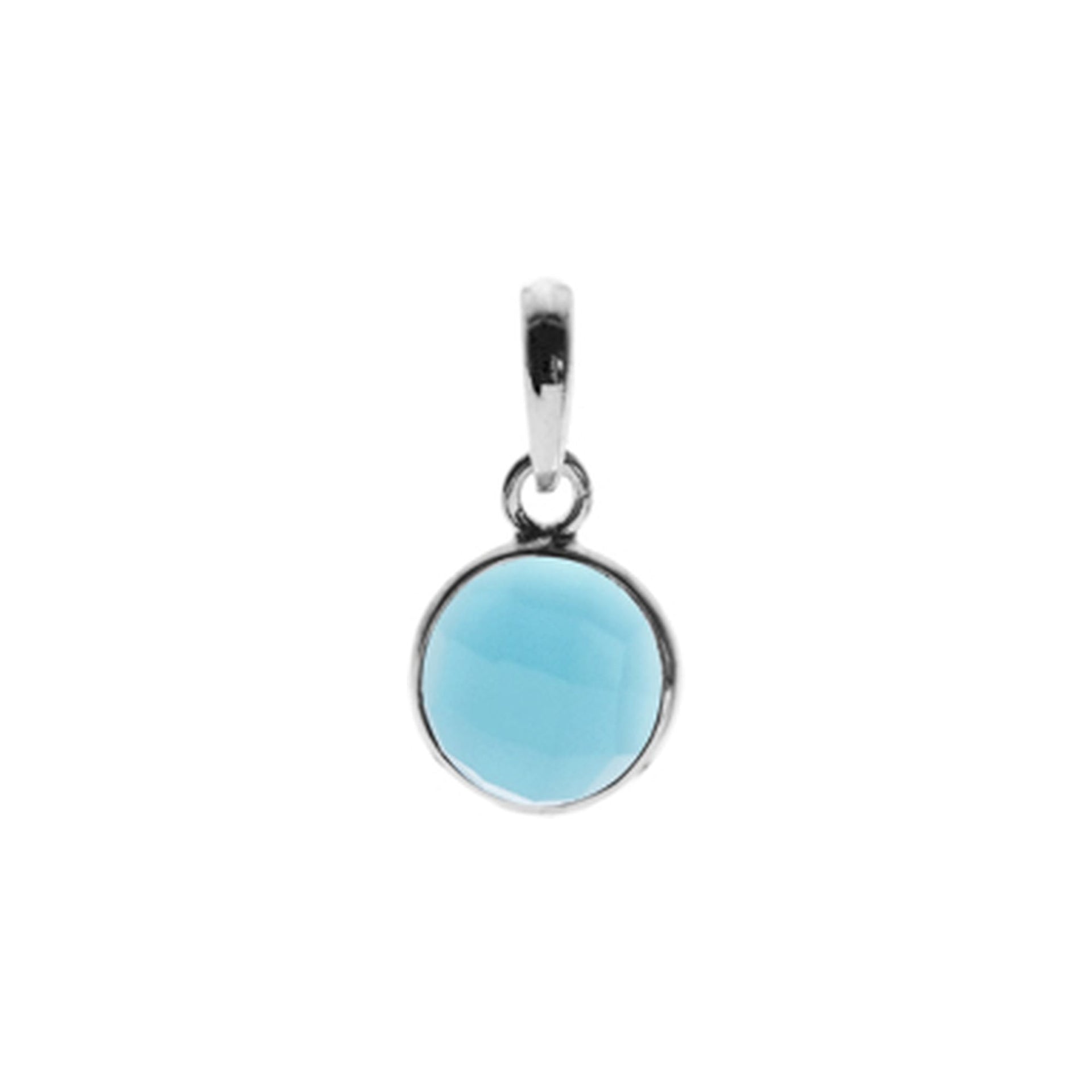Bridget fine round pendant with aquamarine