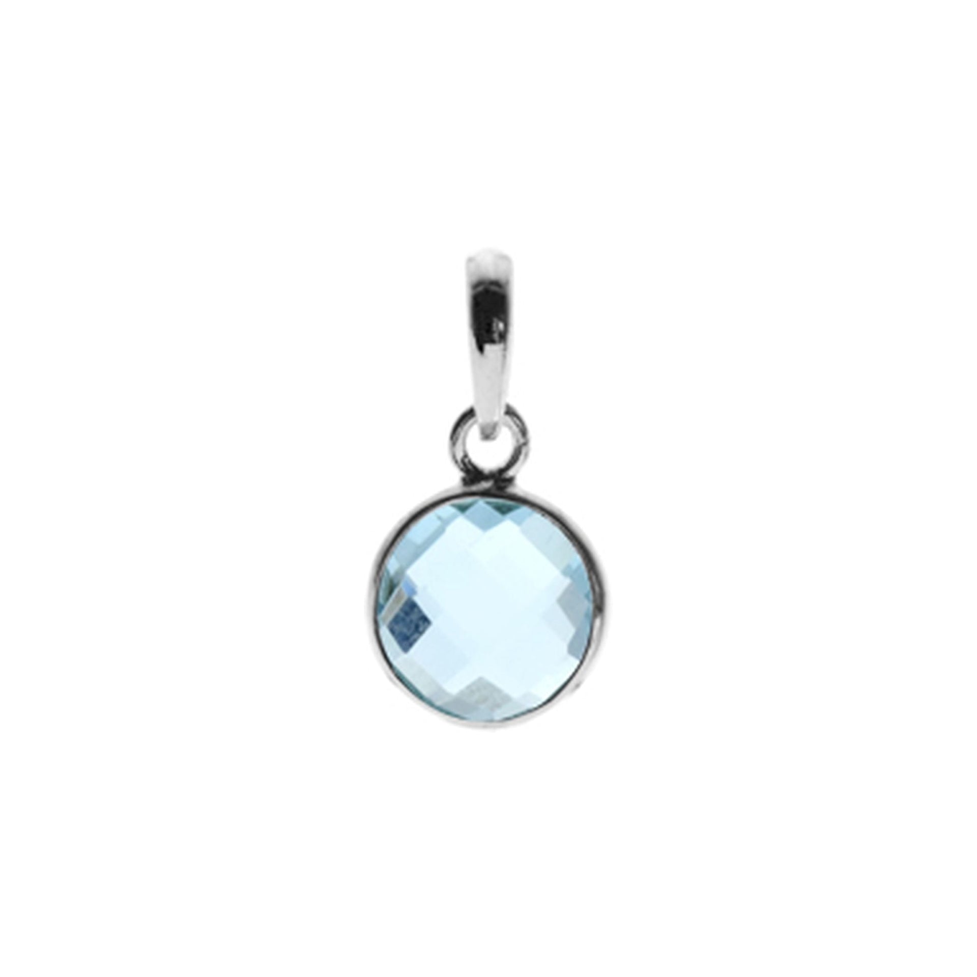 Bridget fine round pendant with blue topaz