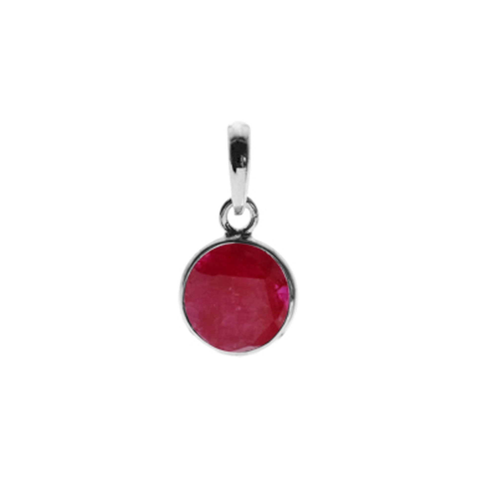 Bridget fine round pendant with ruby quartz
