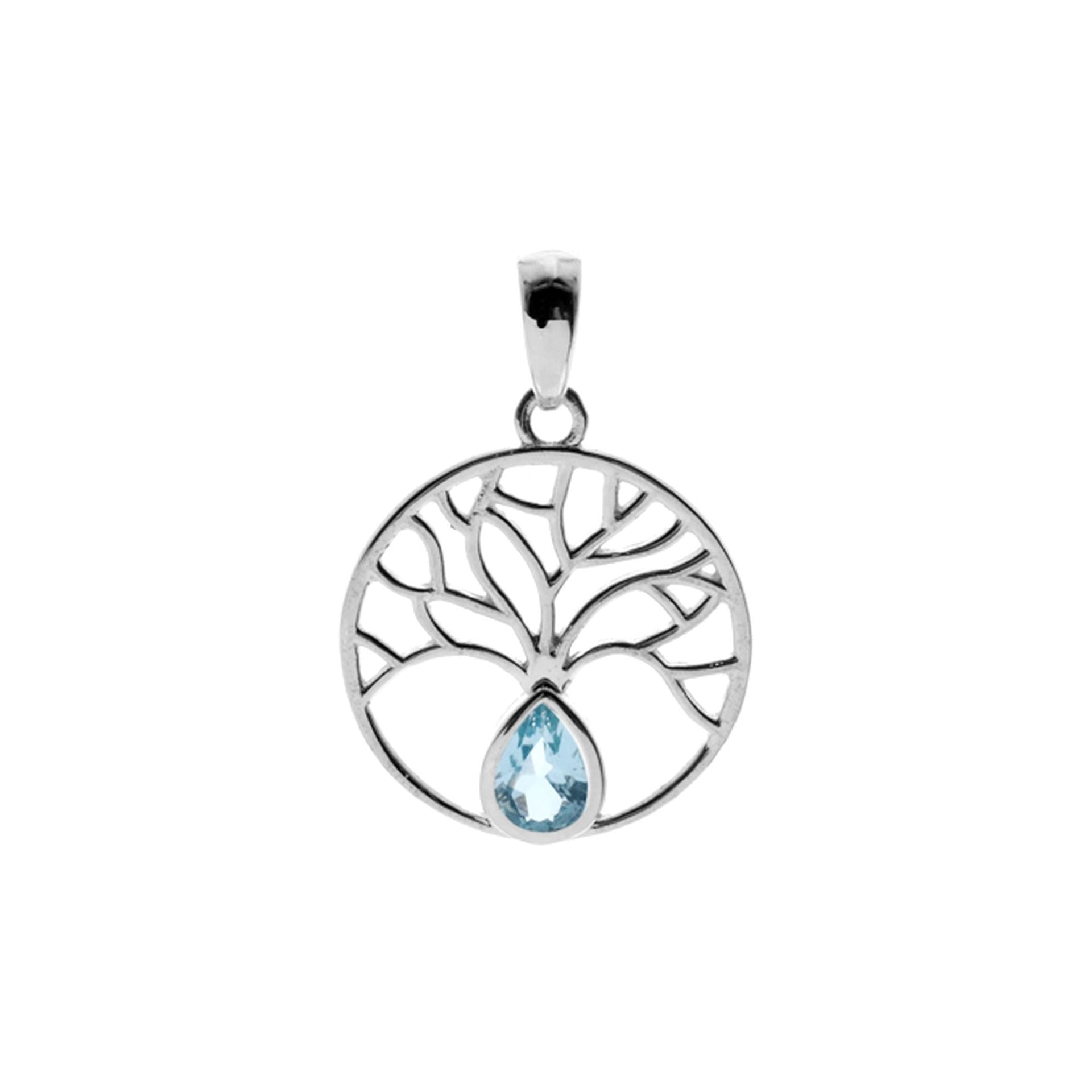 Catalina blue topaz tree of life pendant