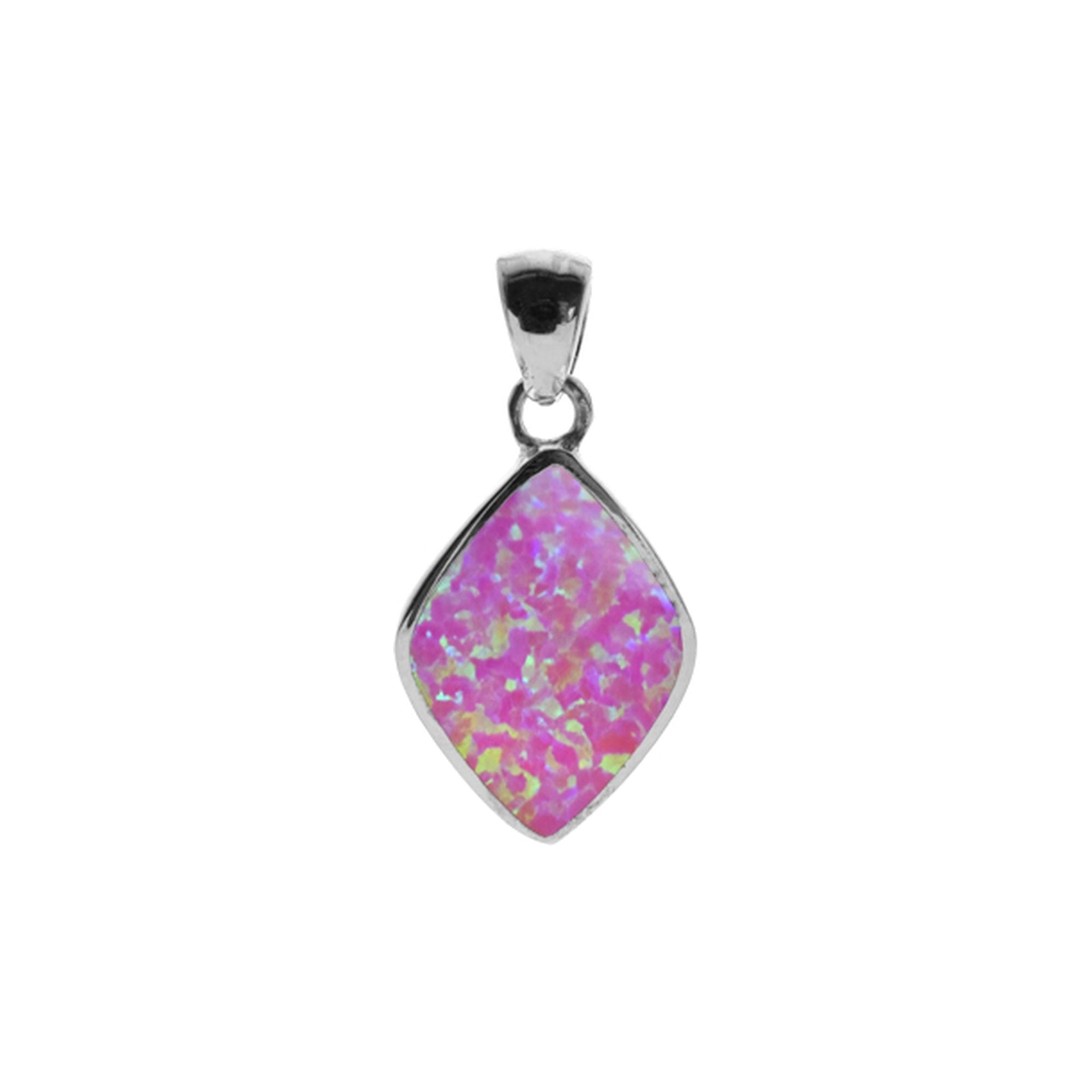 Chloe diamond-shaped pink opalique pendant