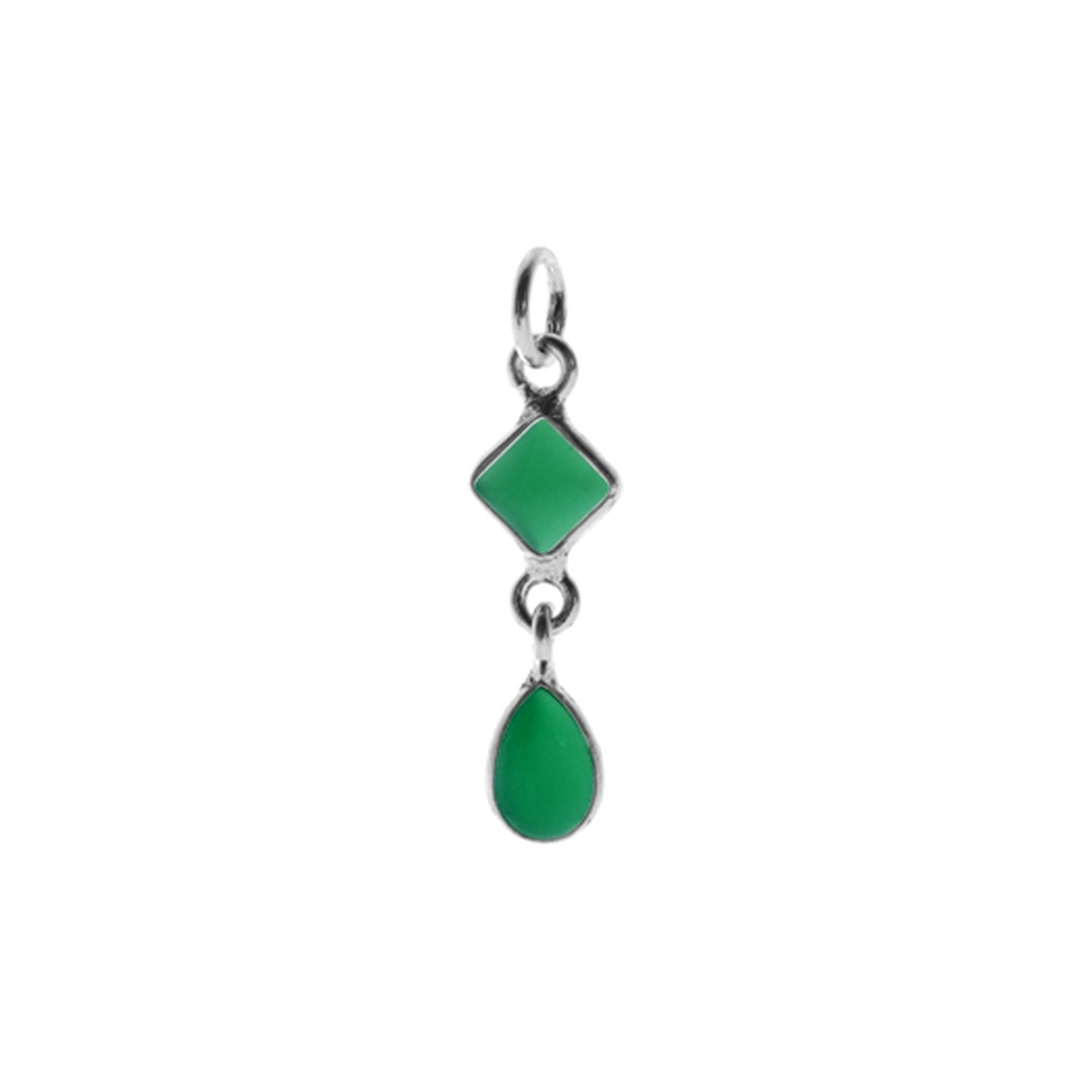 Bridget square & teardrop green agate pendant