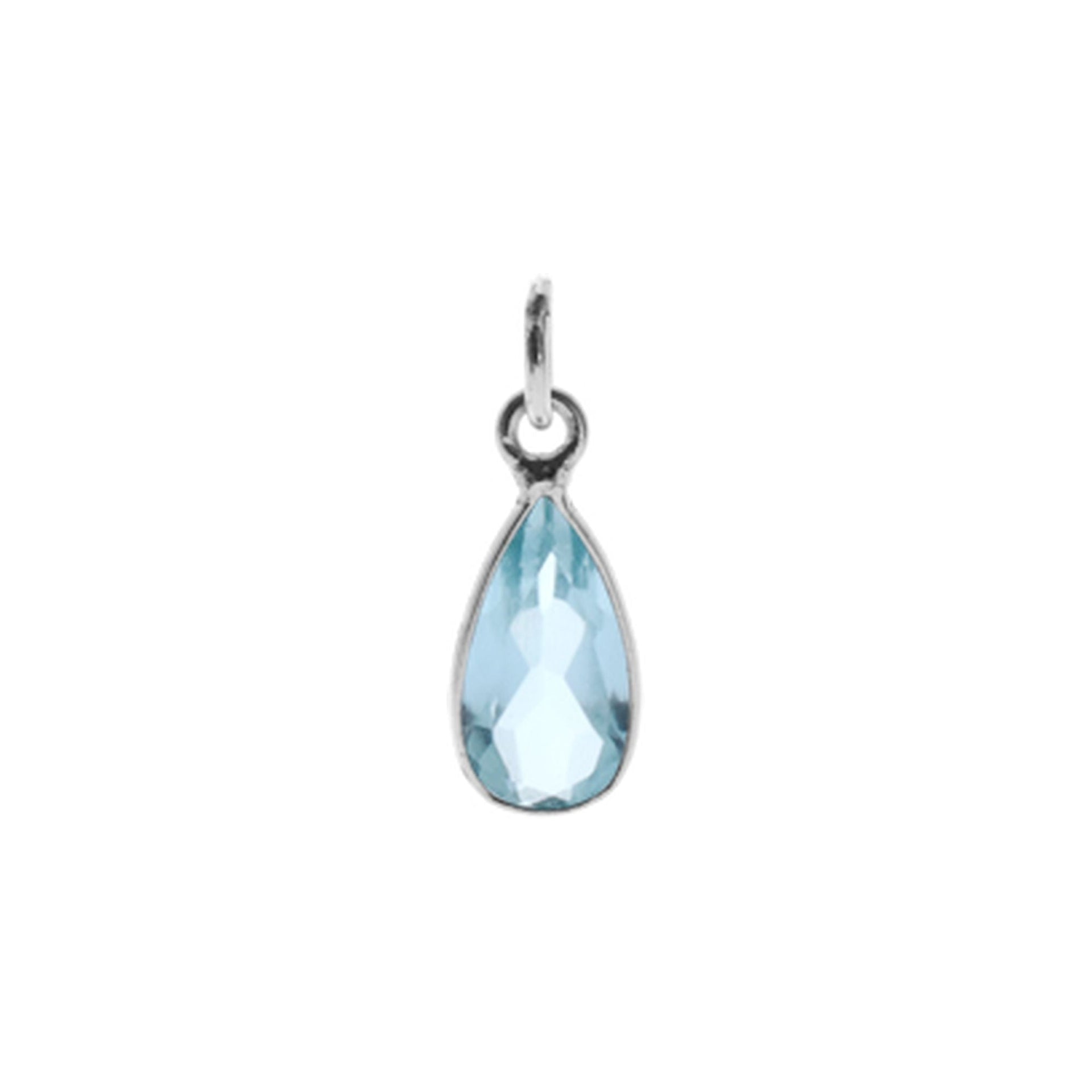 Bridget elongated teardrop blue topaz pendant