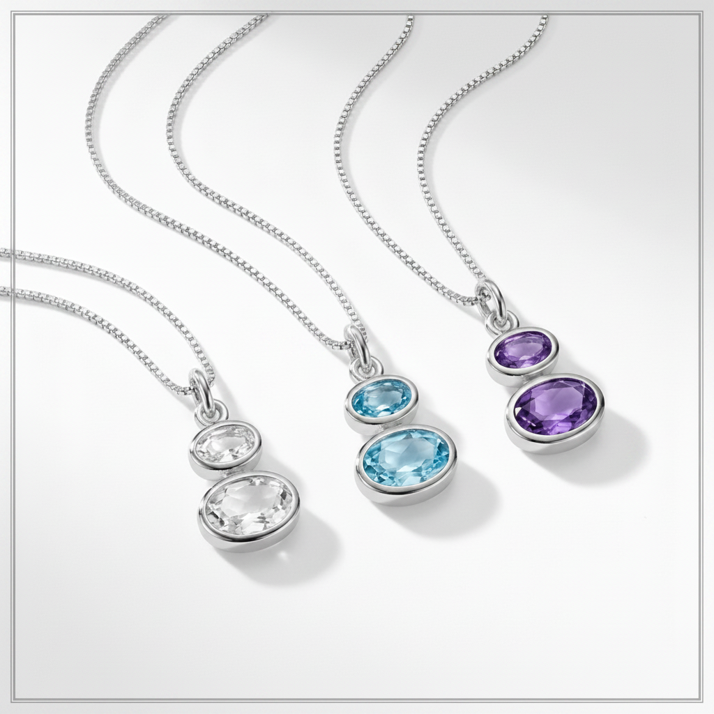 Samira twin blue topaz pendant