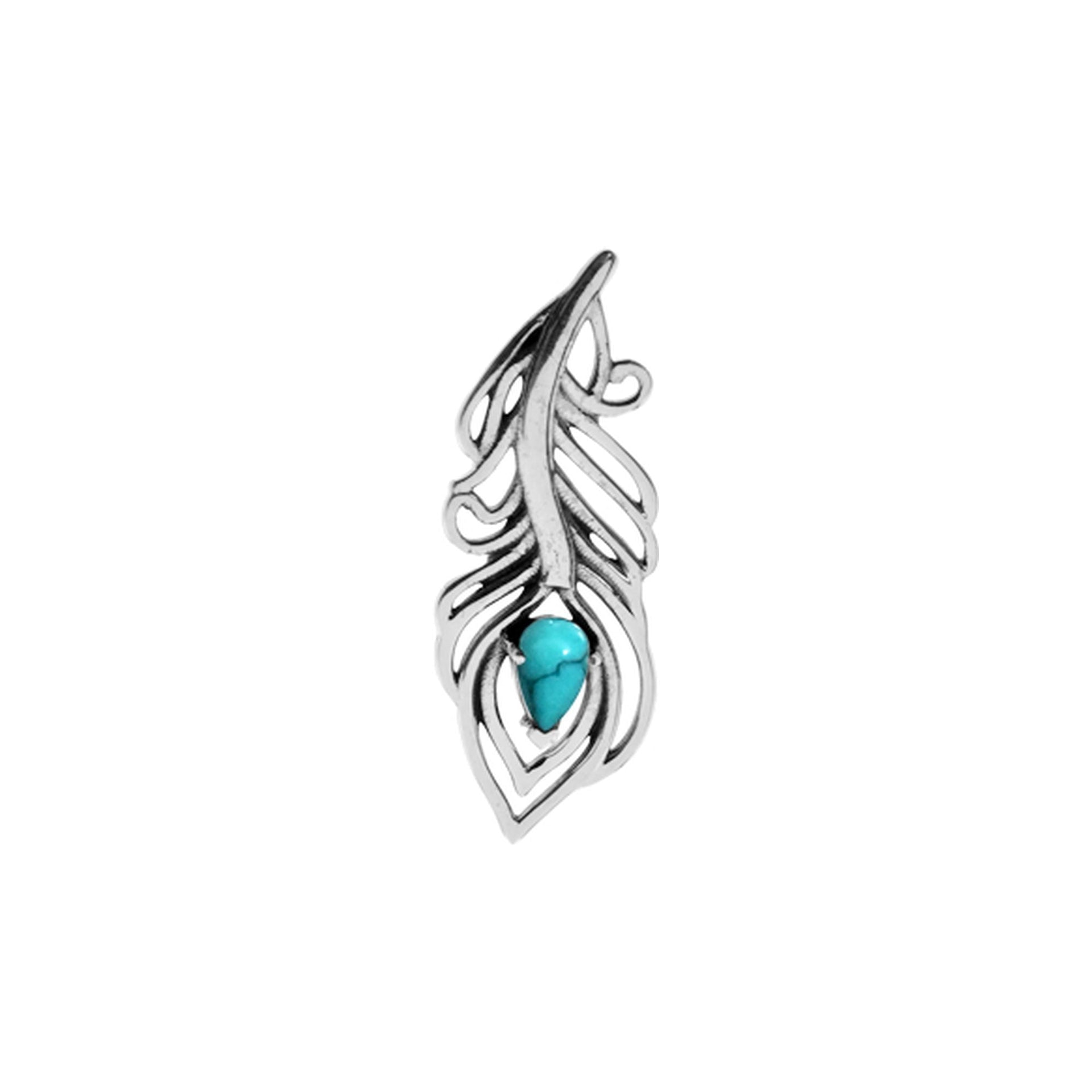 Zora feather pendant with turquoise