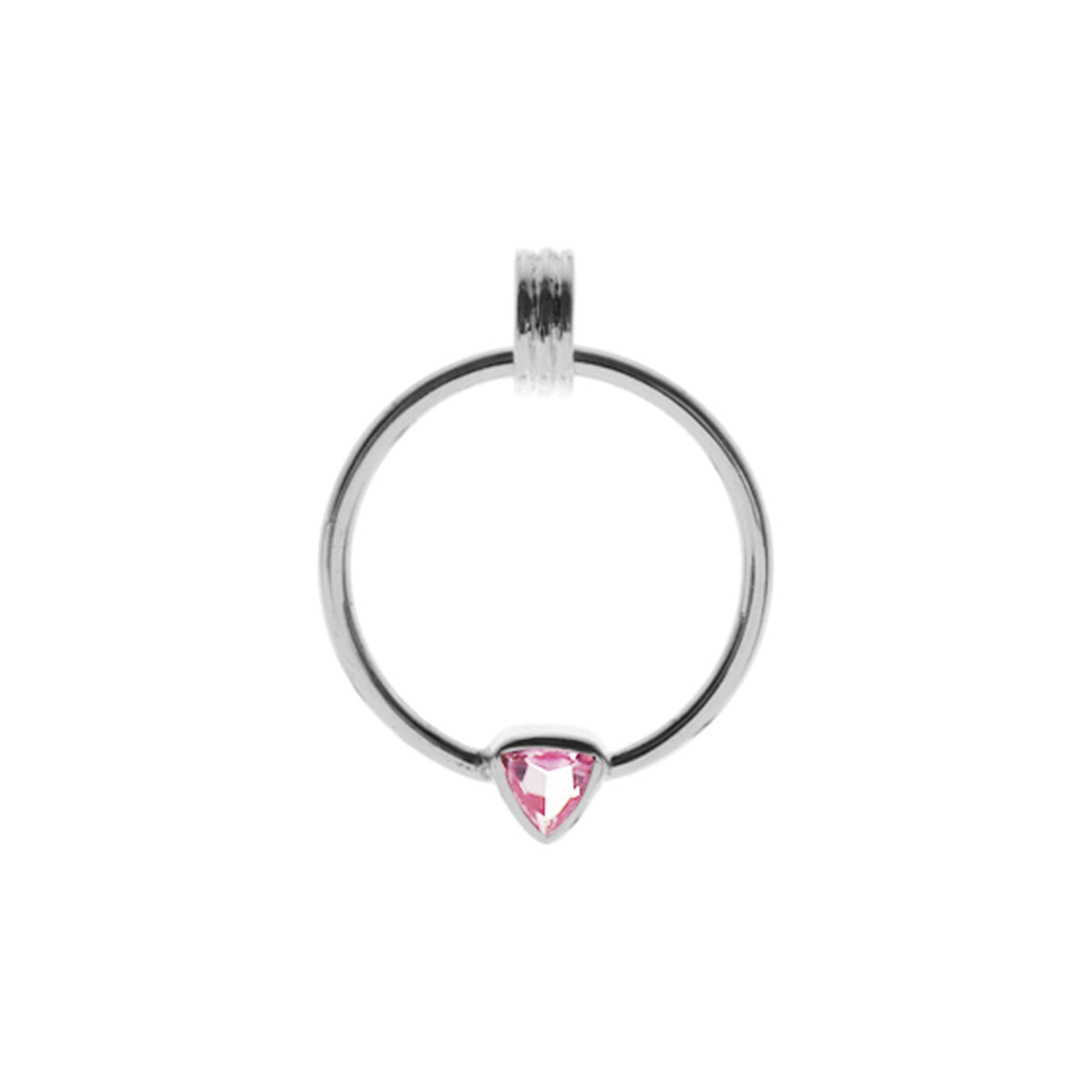 Bridget hoop pendant with trillion-cut pink tourmaline