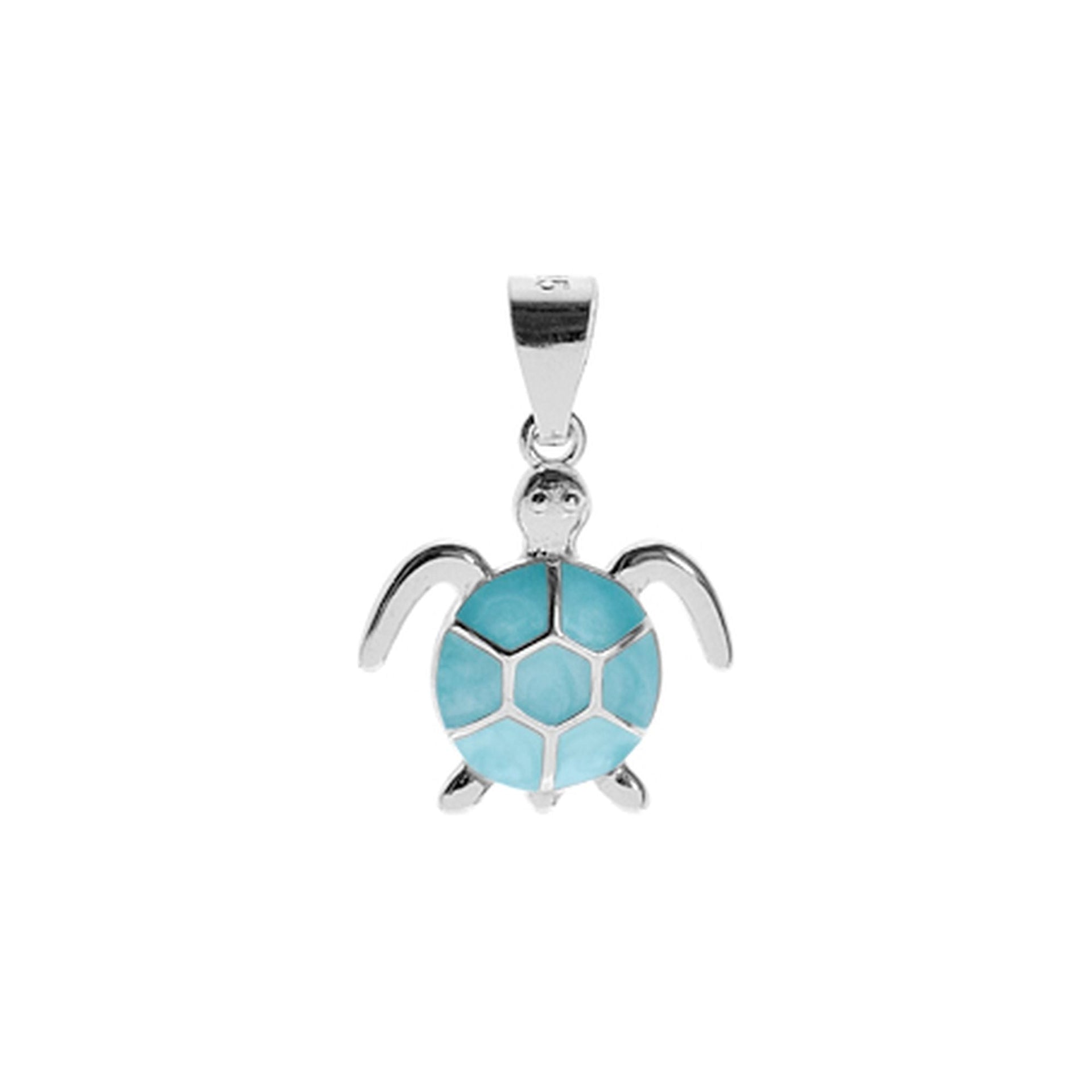 Ana inlaid blue turtle pendant