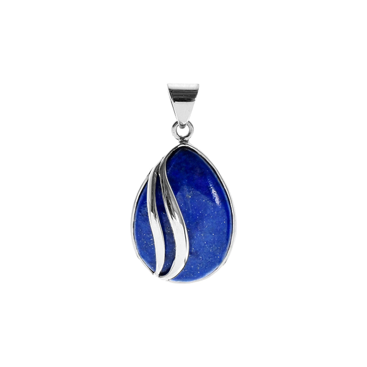 Viola teardrop lapis with stripe overlay pendant