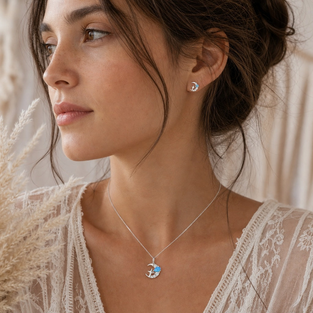 Alexis blue sparkle celestial pendant