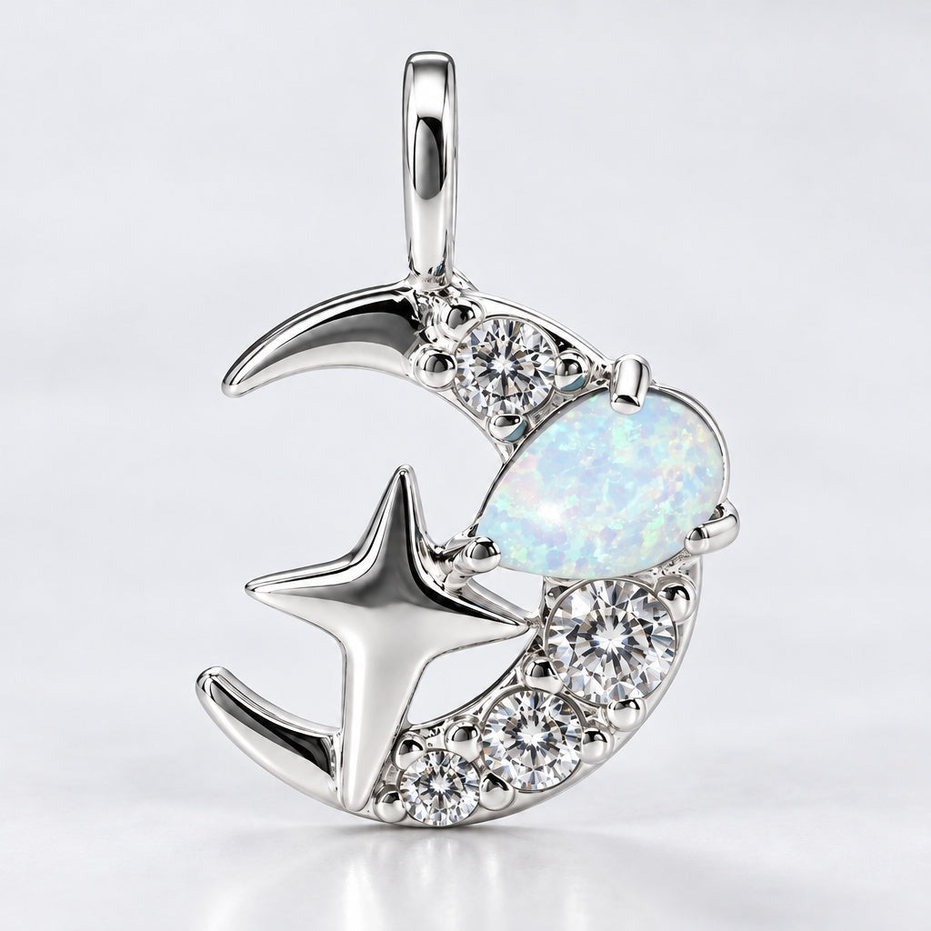 Alexis white sparkle celestial pendant