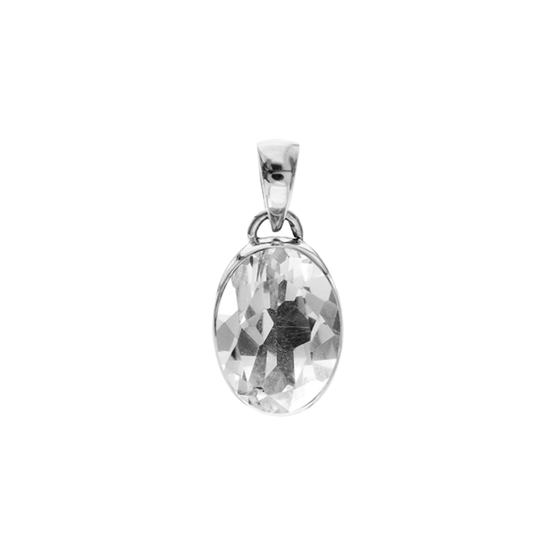 Samira oval faceted quartz pendant