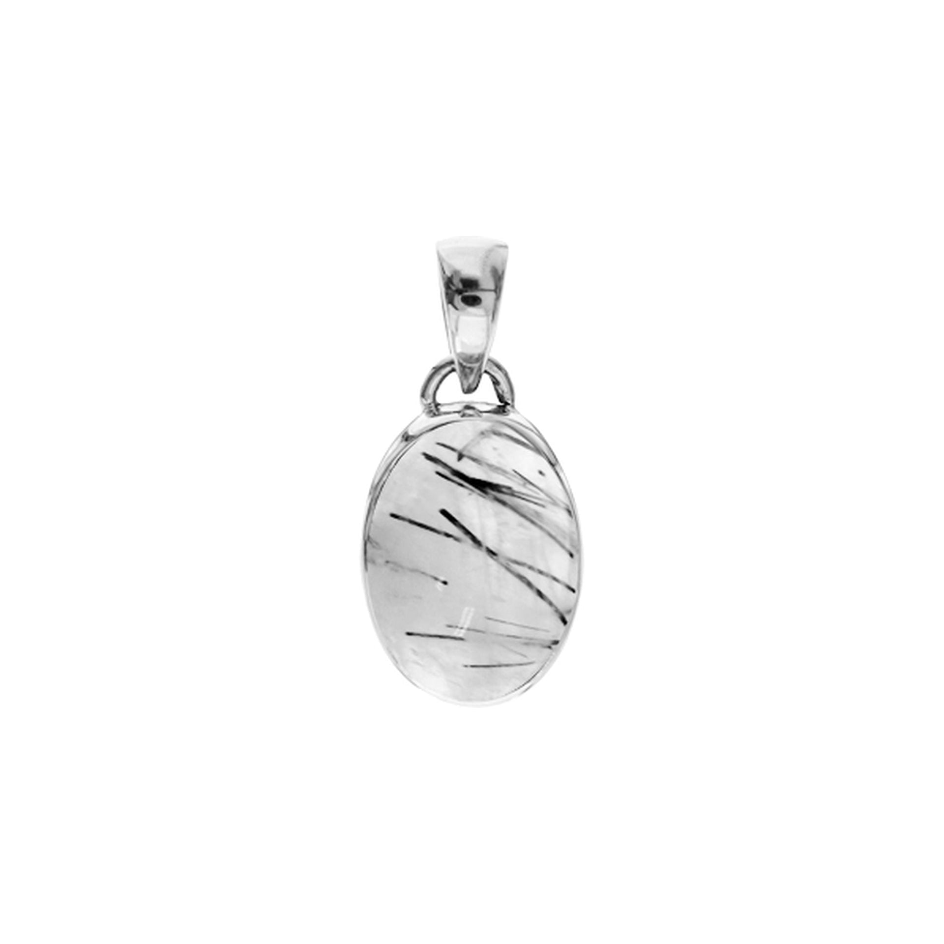 Samira oval tourmalated quartz pendant