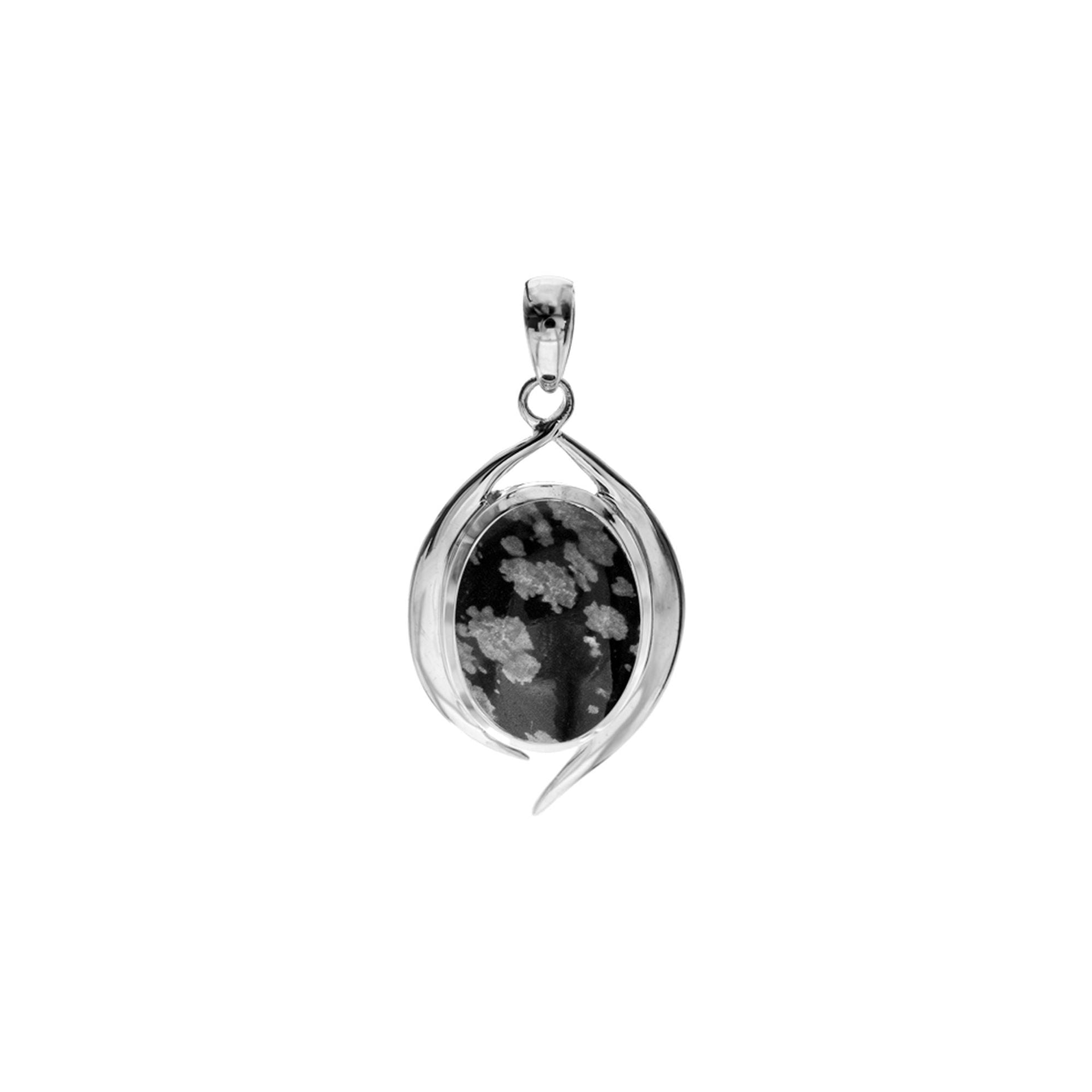 Viola tailed snowflake obsidian pendant