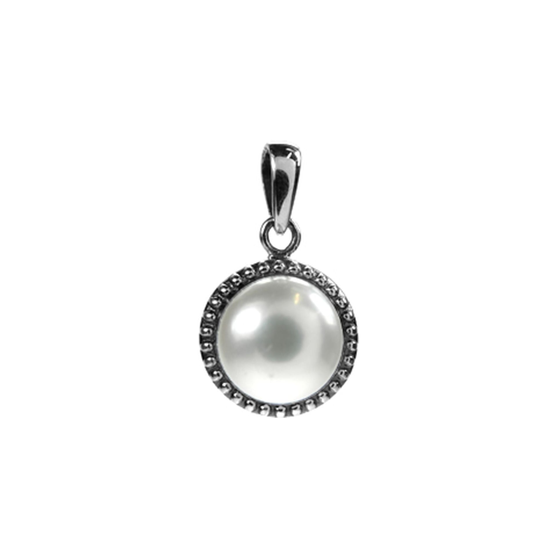 Astrid pearl with oxidised surround pendant