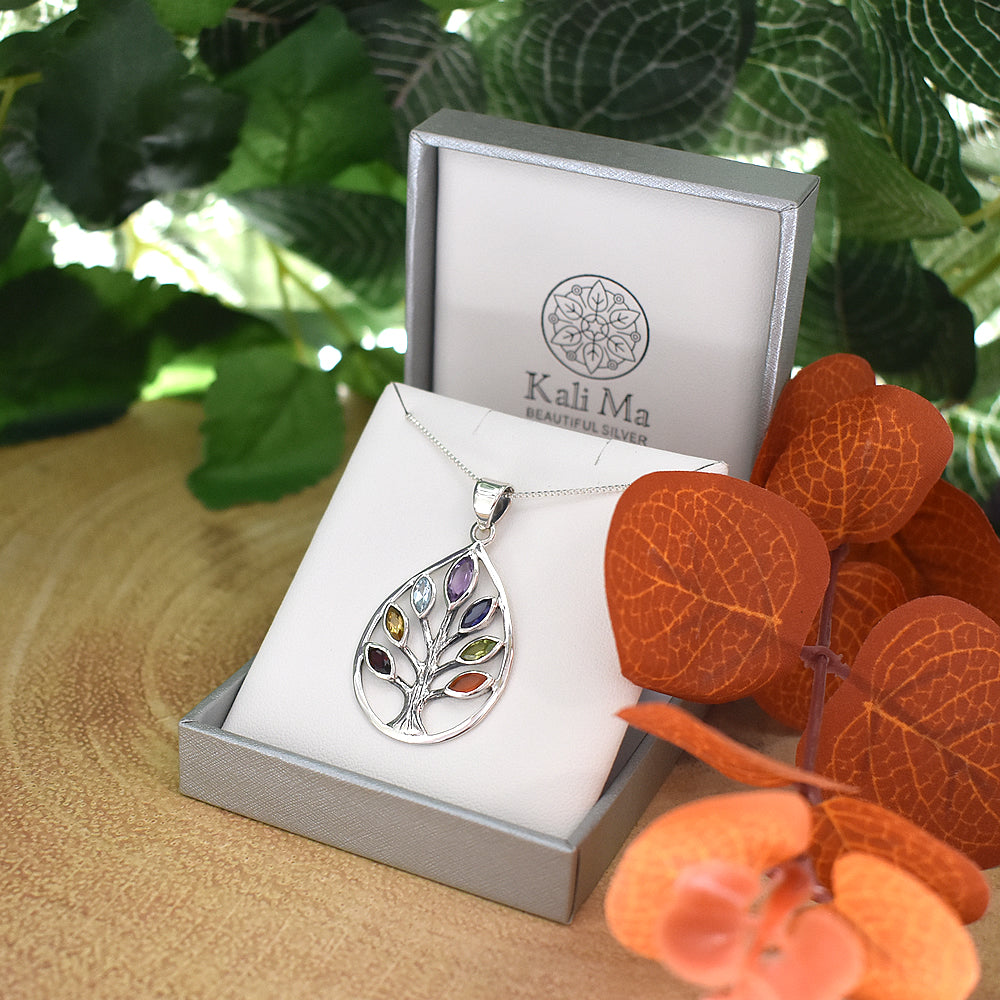 Kenna tree in teardrop pendant