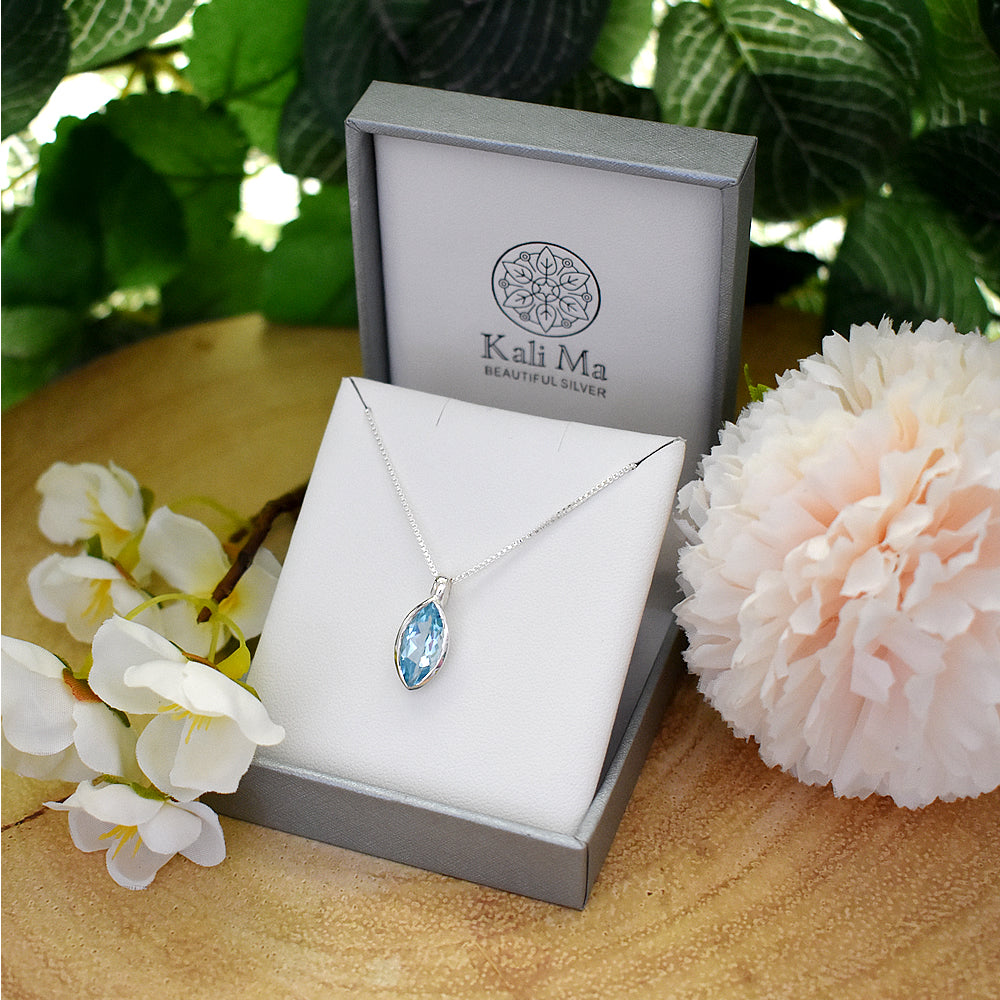 Samira blue topaz marquis pendant