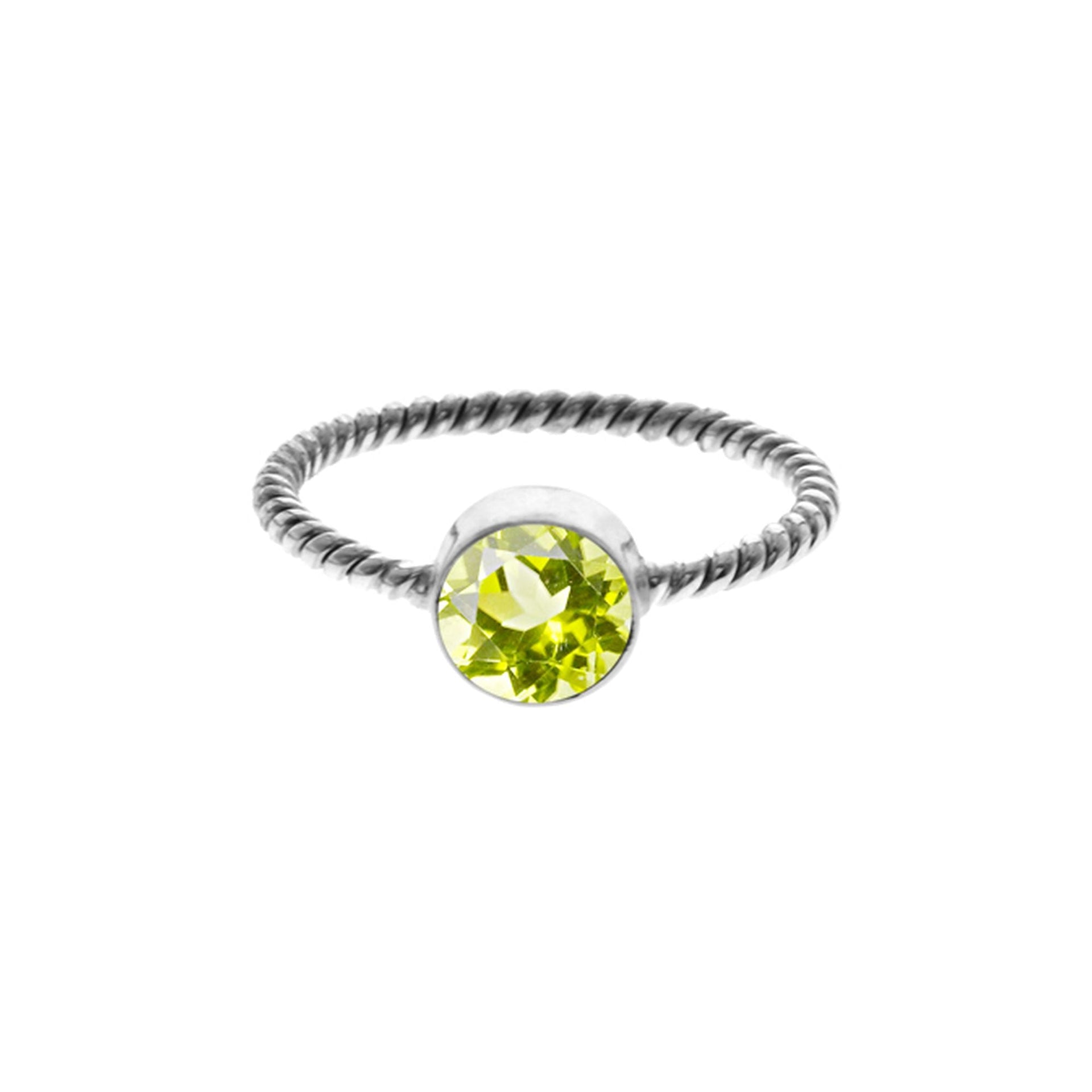 Catalina peridot facet rope band ring