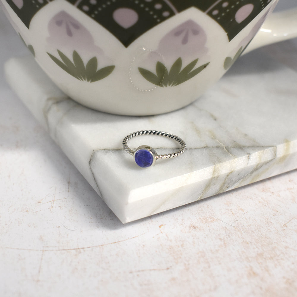 Catalina sapphire quartz rope band ring