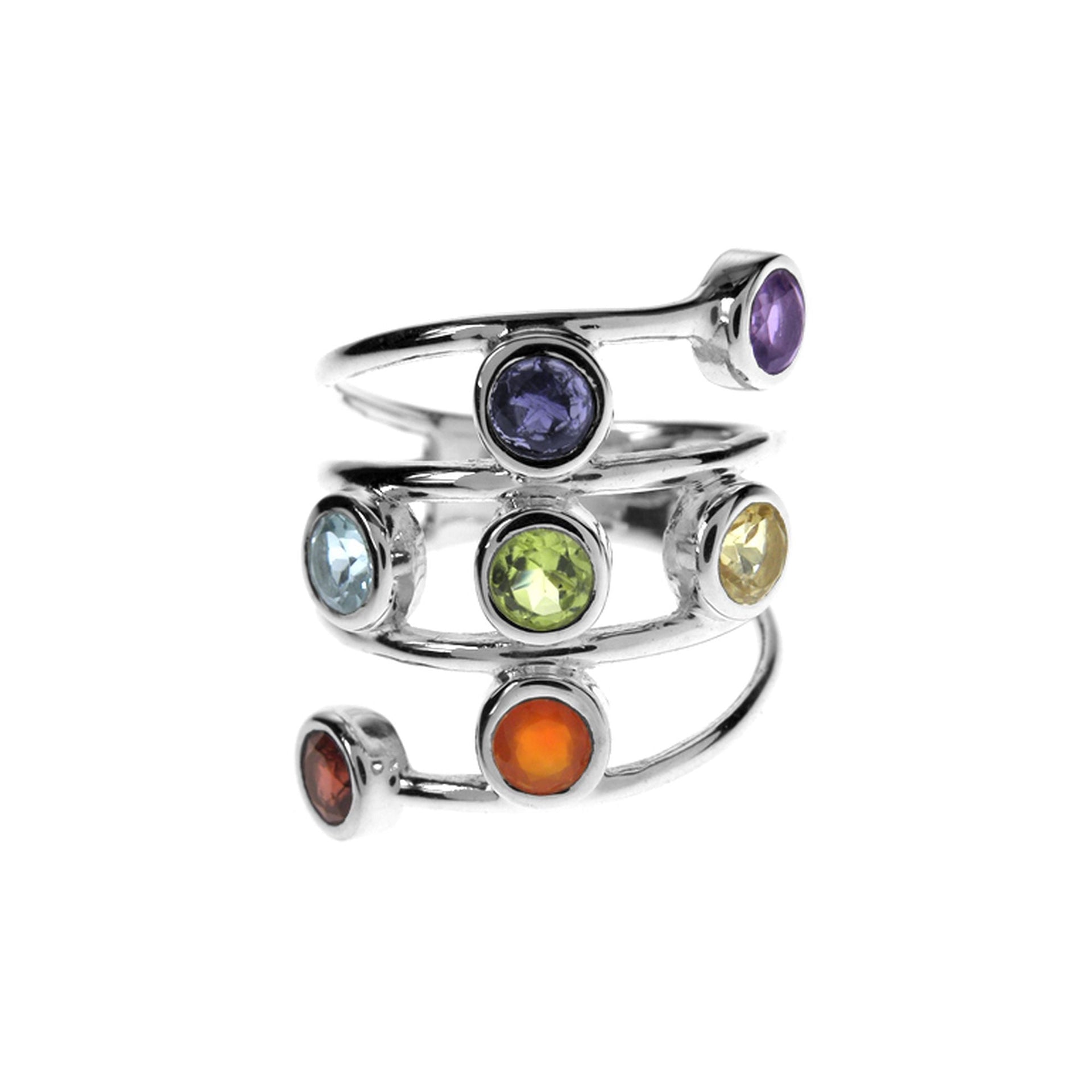 Kenna multi-coloured open wire-work ring