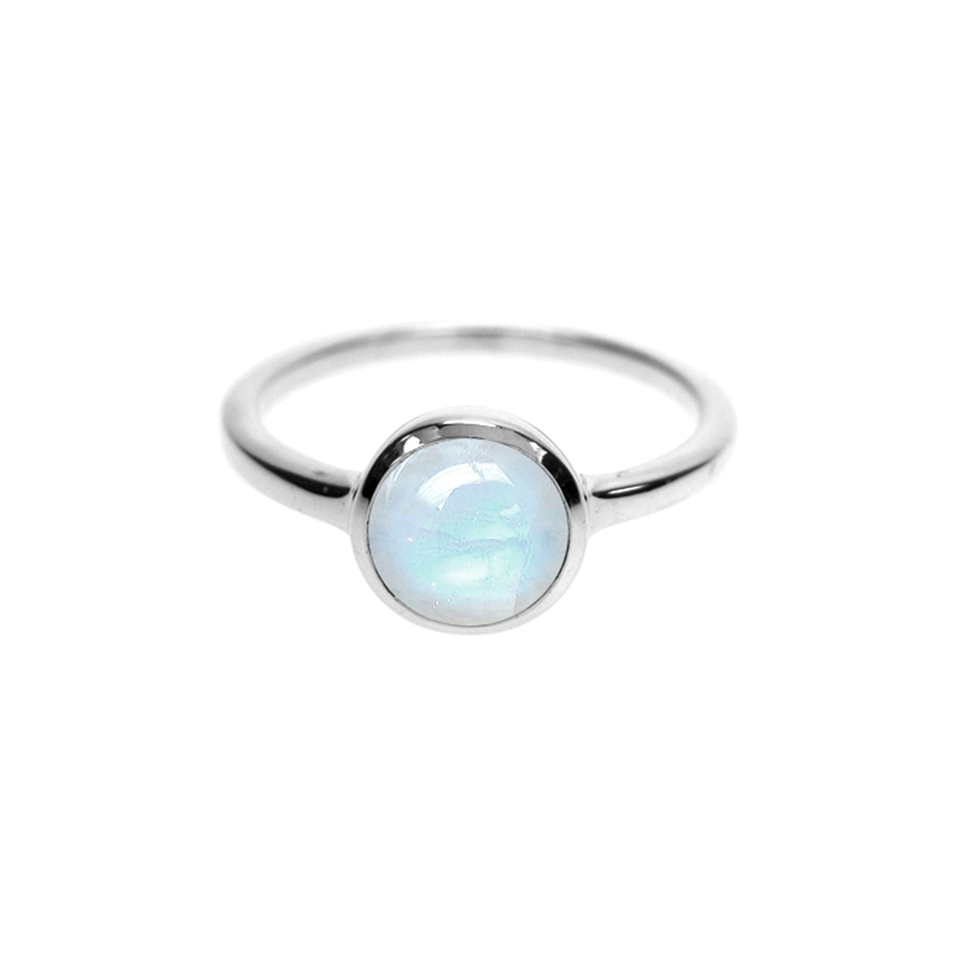 Bridget simple round rainbow moonstone ring