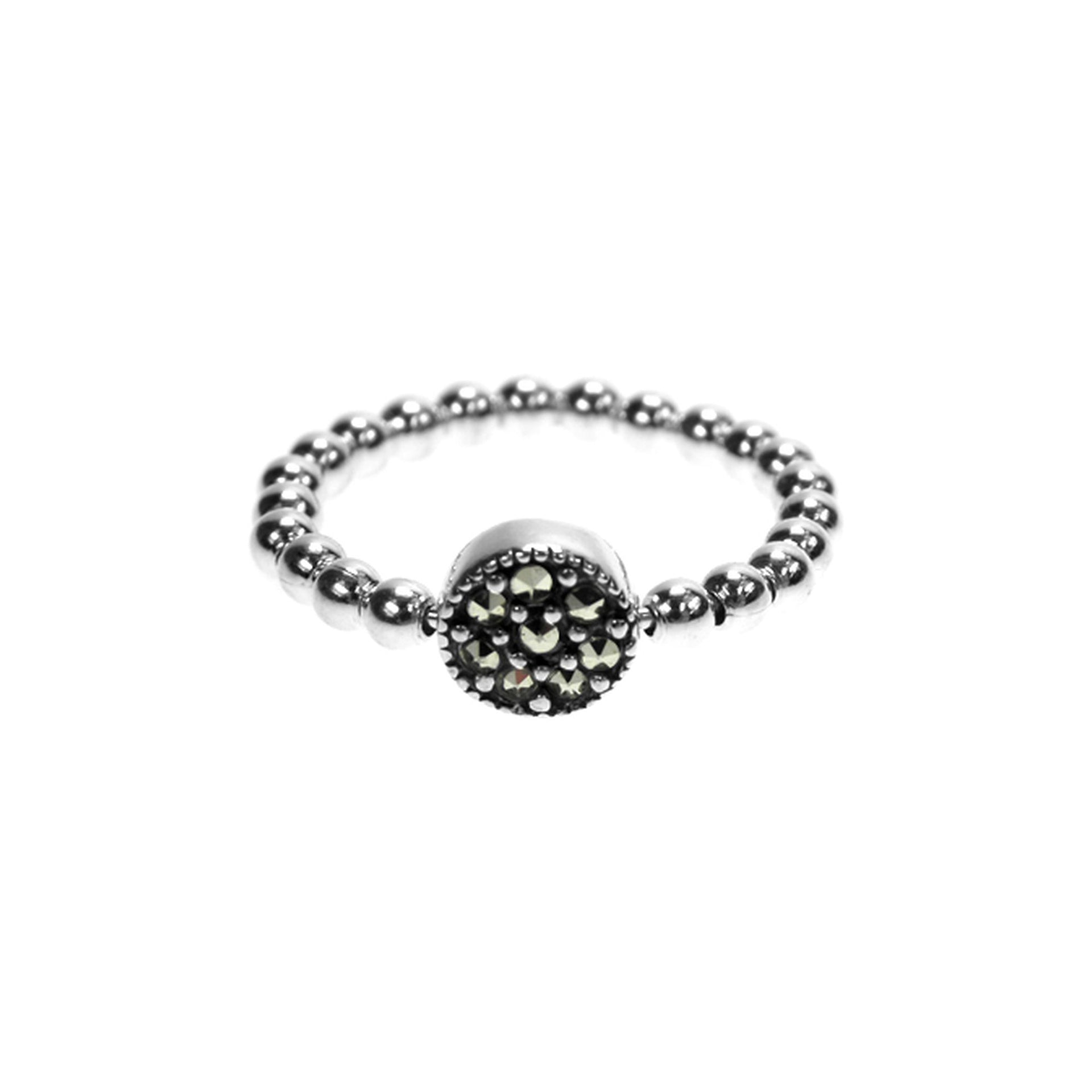 Marcasite twizzle round cluster with detail ring