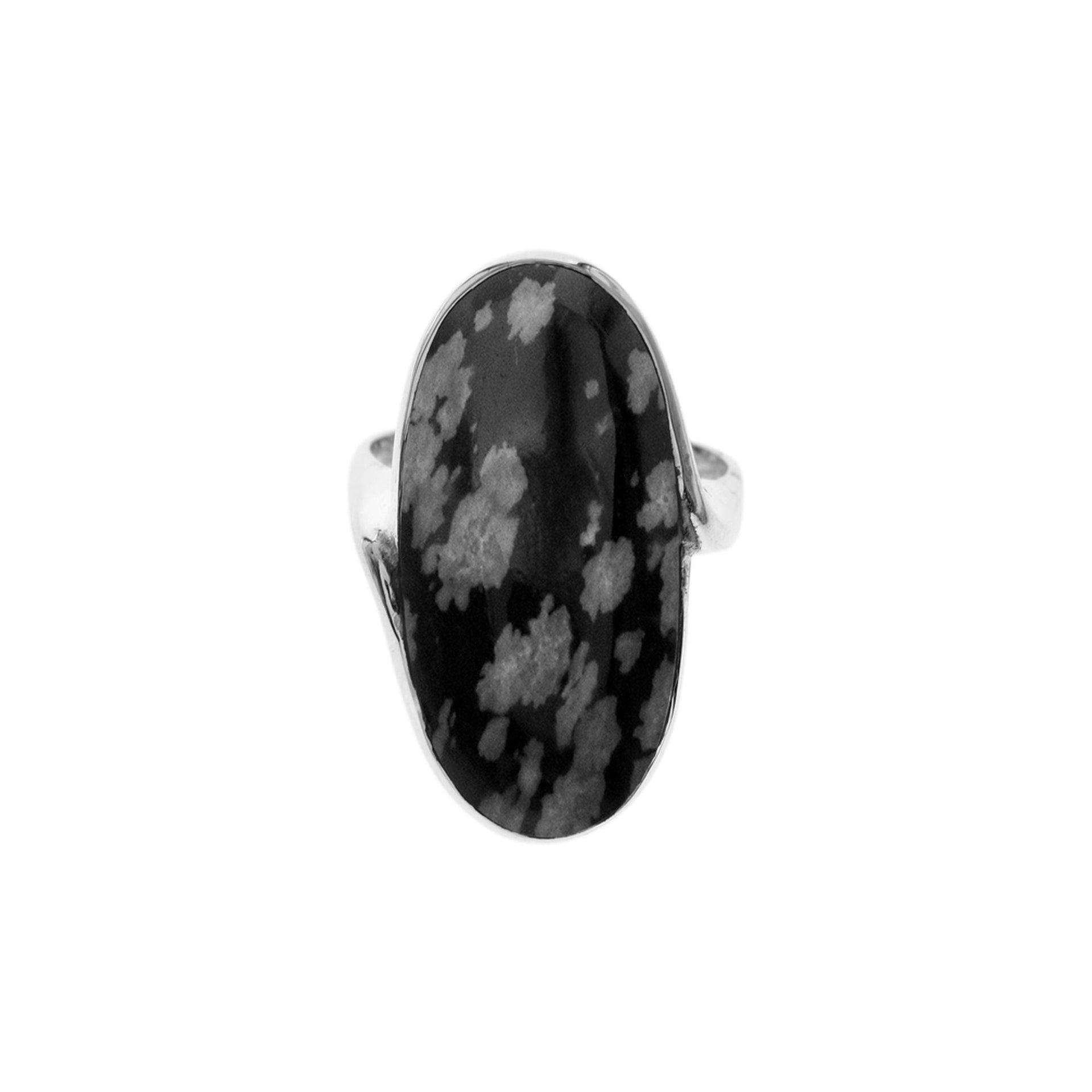 Samira deep oval snowflake obsidian
