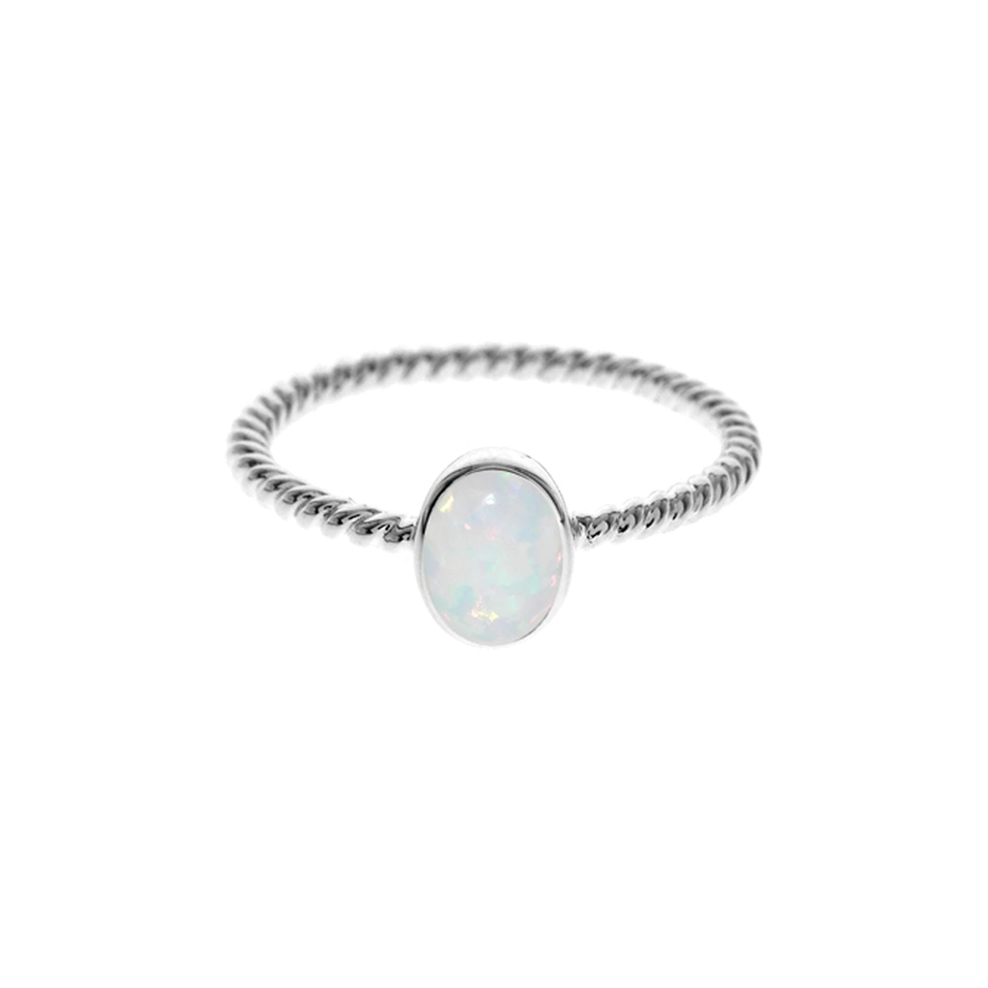 Angelica rope effect with oval white opalique ring