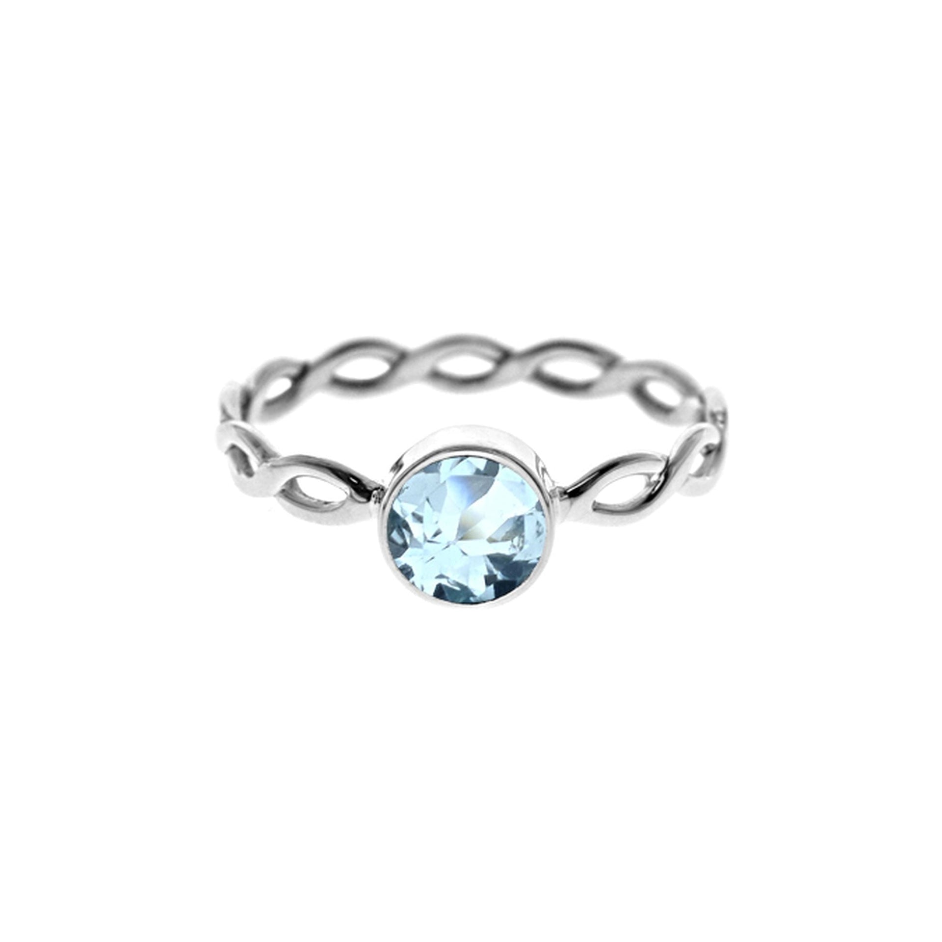 Ivy round blue topaz woven band ring