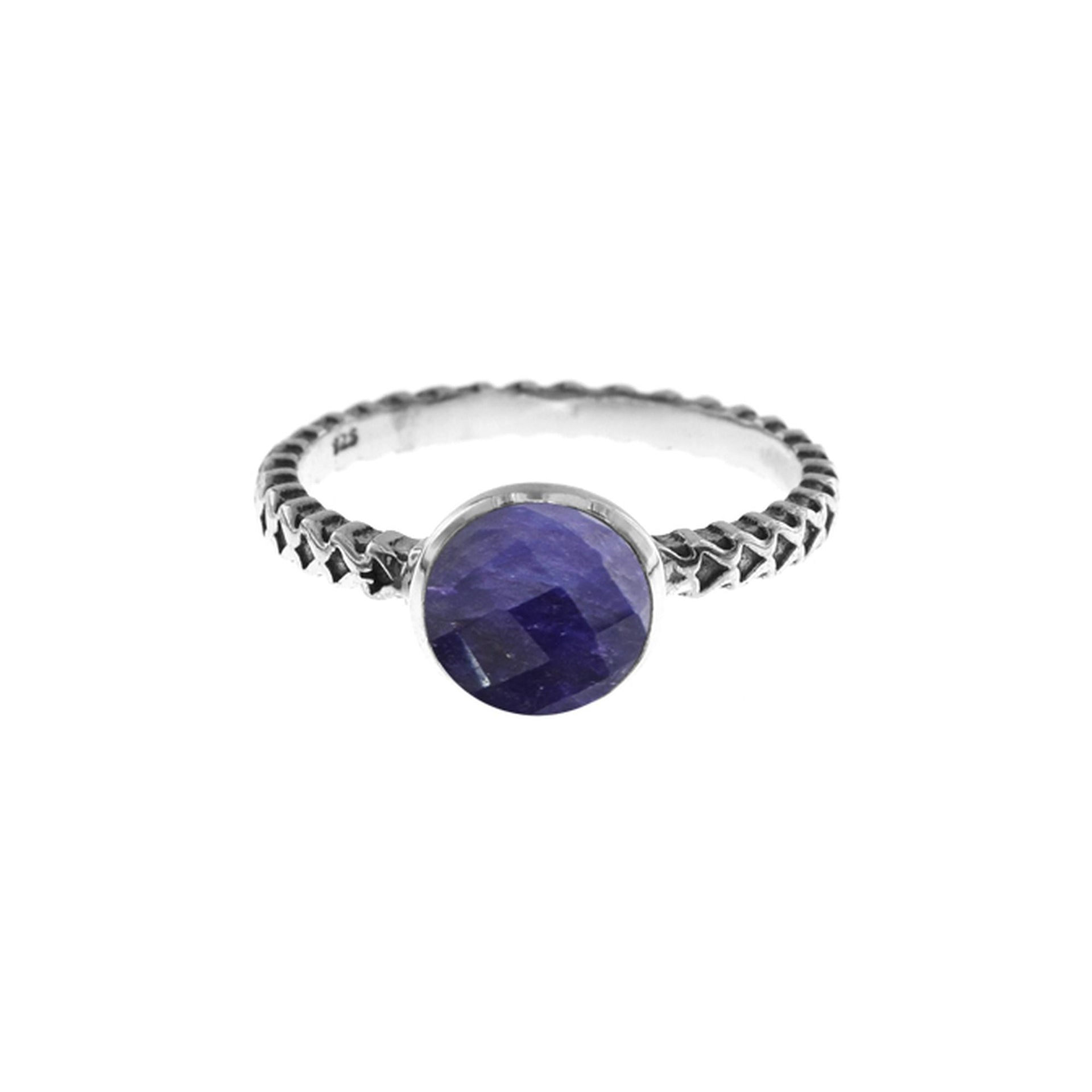 Catalina sapphire quartz patterned band ring