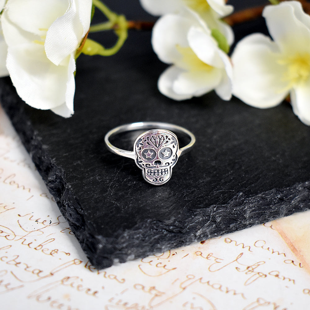Zora day of the dead skull mask ring