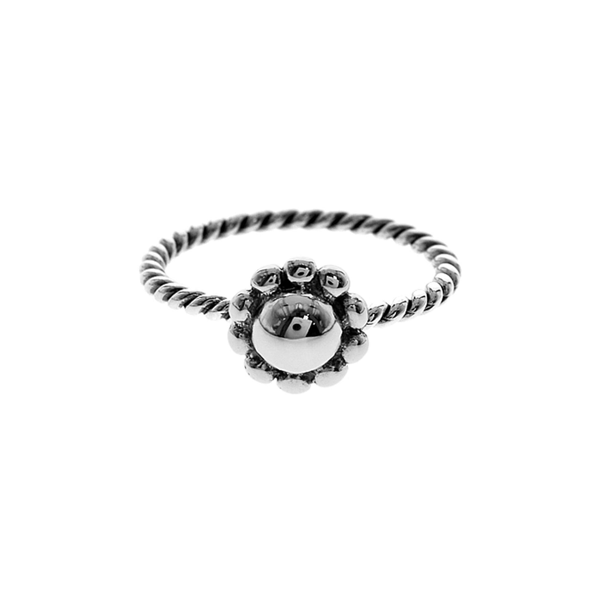 Twisted wire beaded flower ring