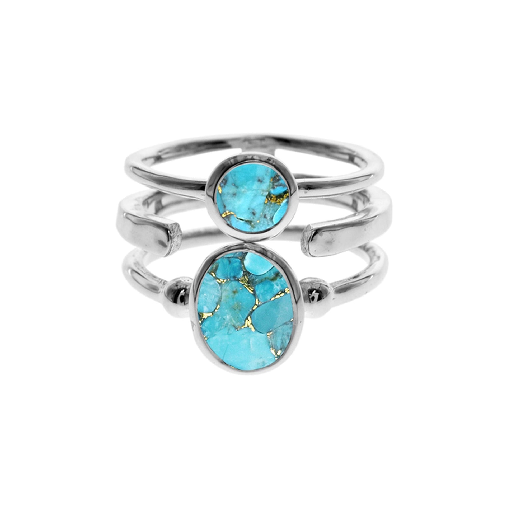 Amy triple band blue mohave turquoise ring
