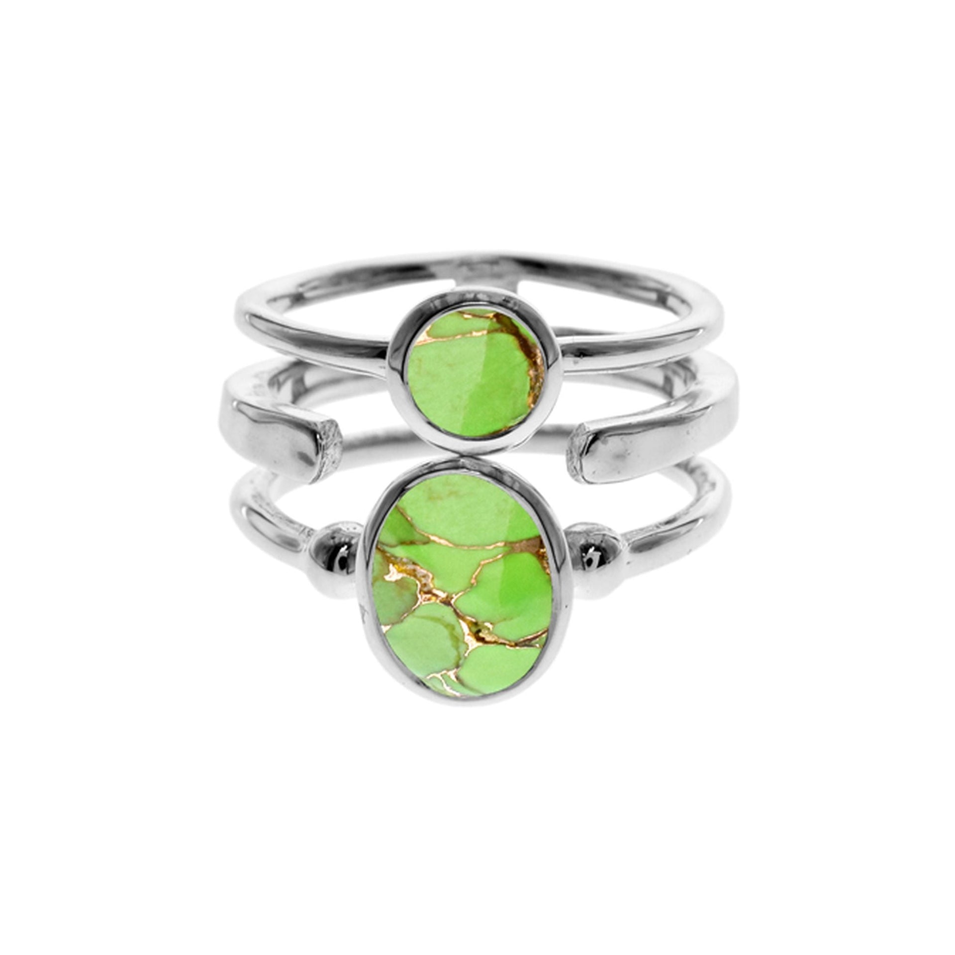 Amy triple band green mohave turquoise ring