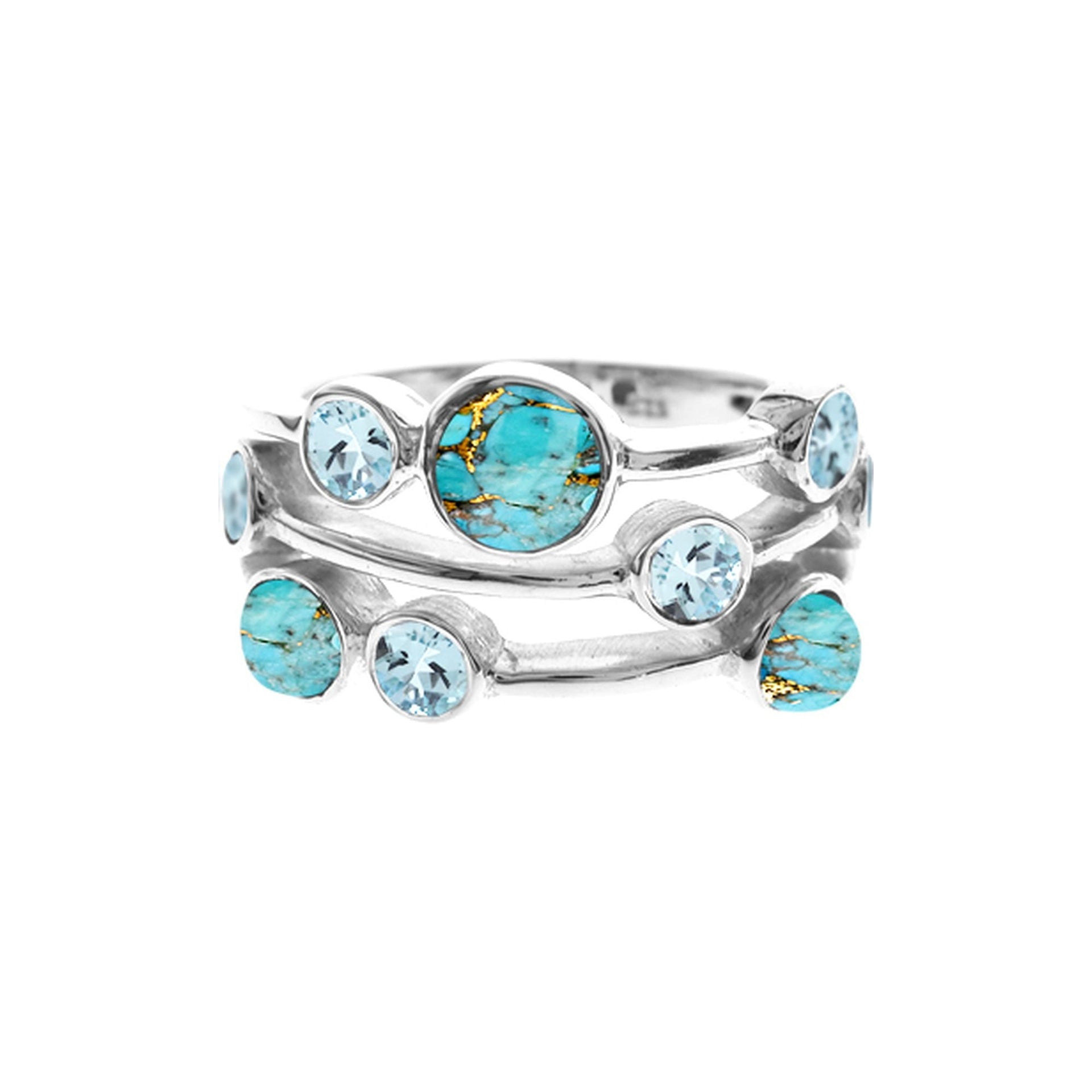 Lola nine stone blue mohave and blue topaz ring