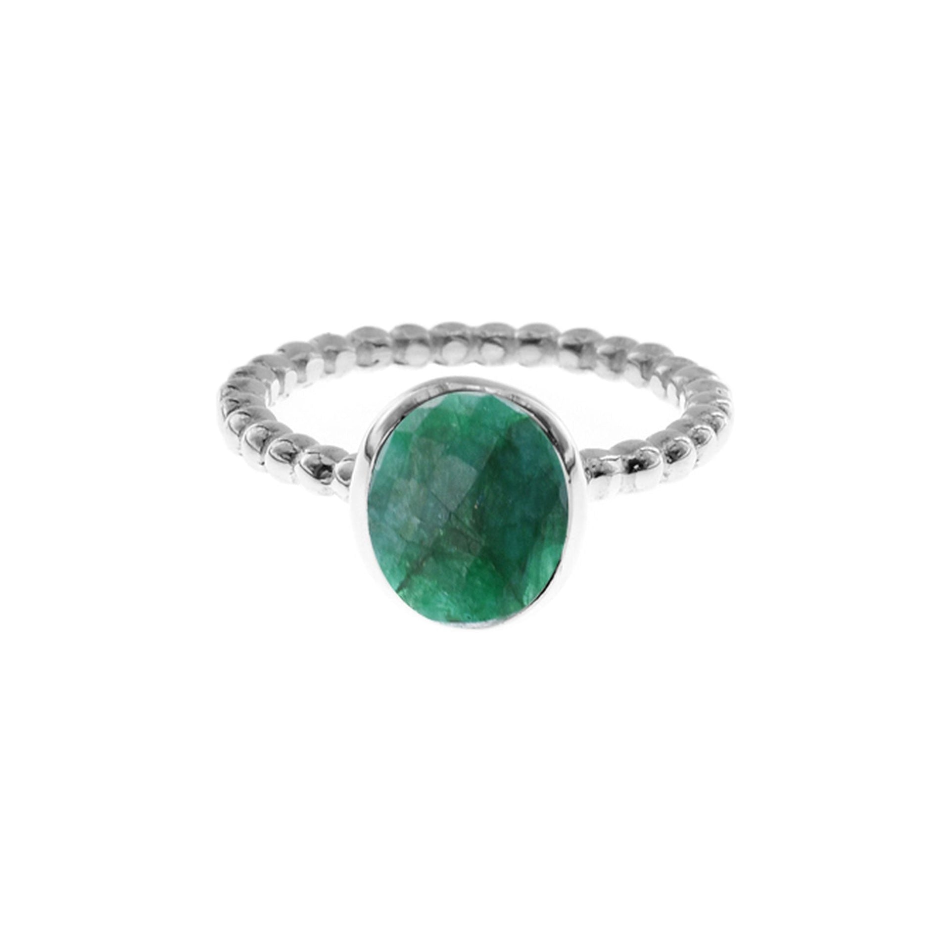 Lola oval emerald quartz bobble shank ring