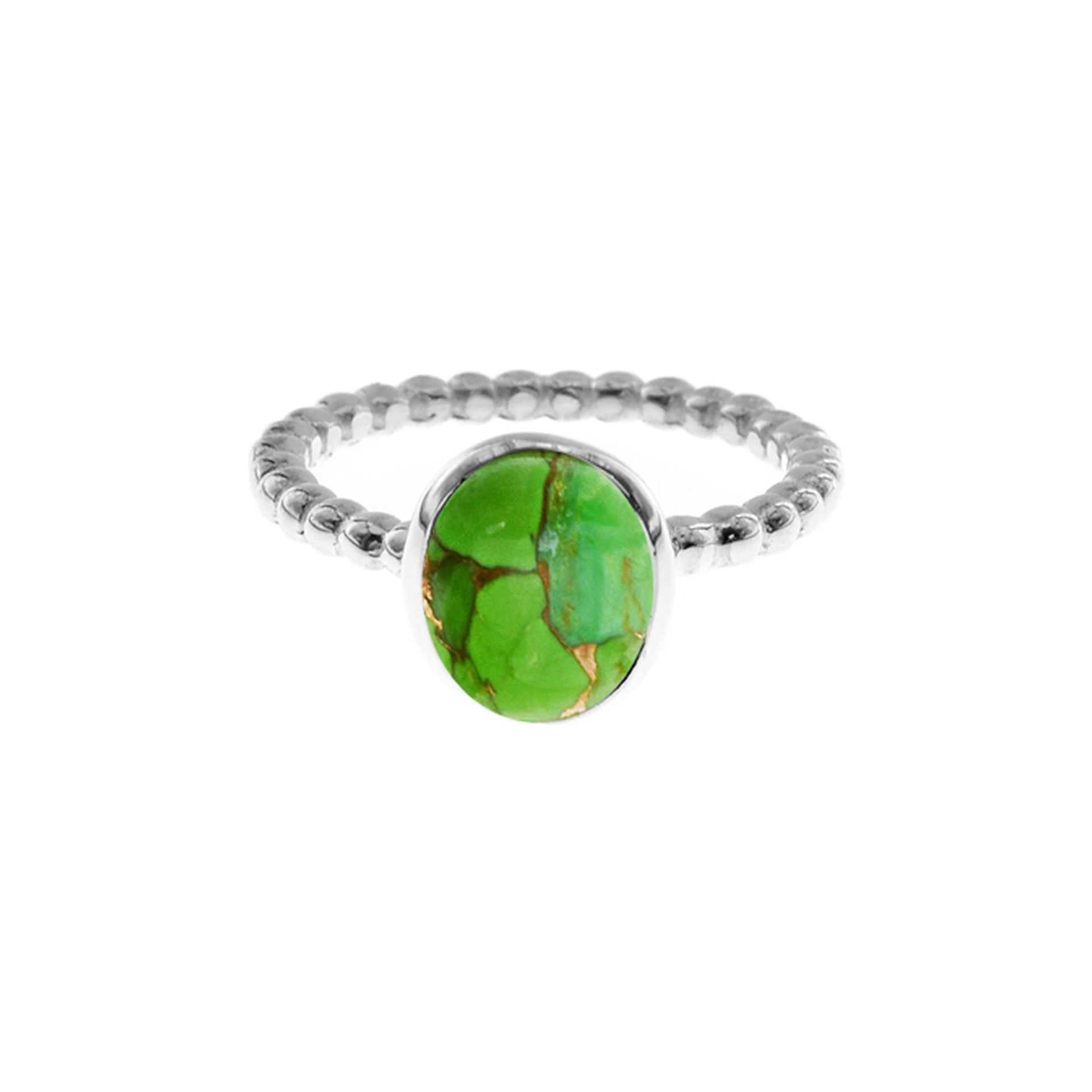 Lola oval green mohave bobble shank ring