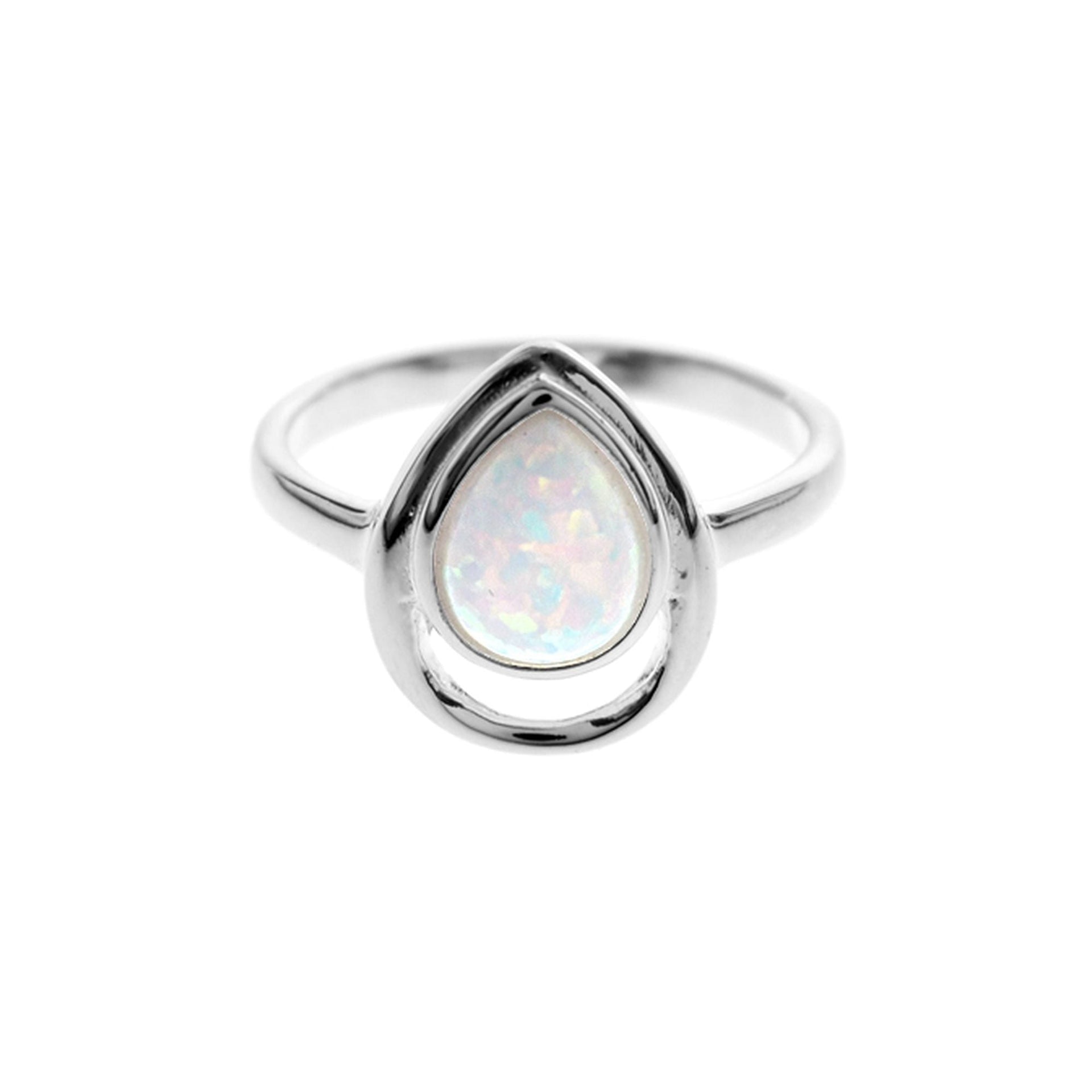 Angelica teardrop white opalique wire ring