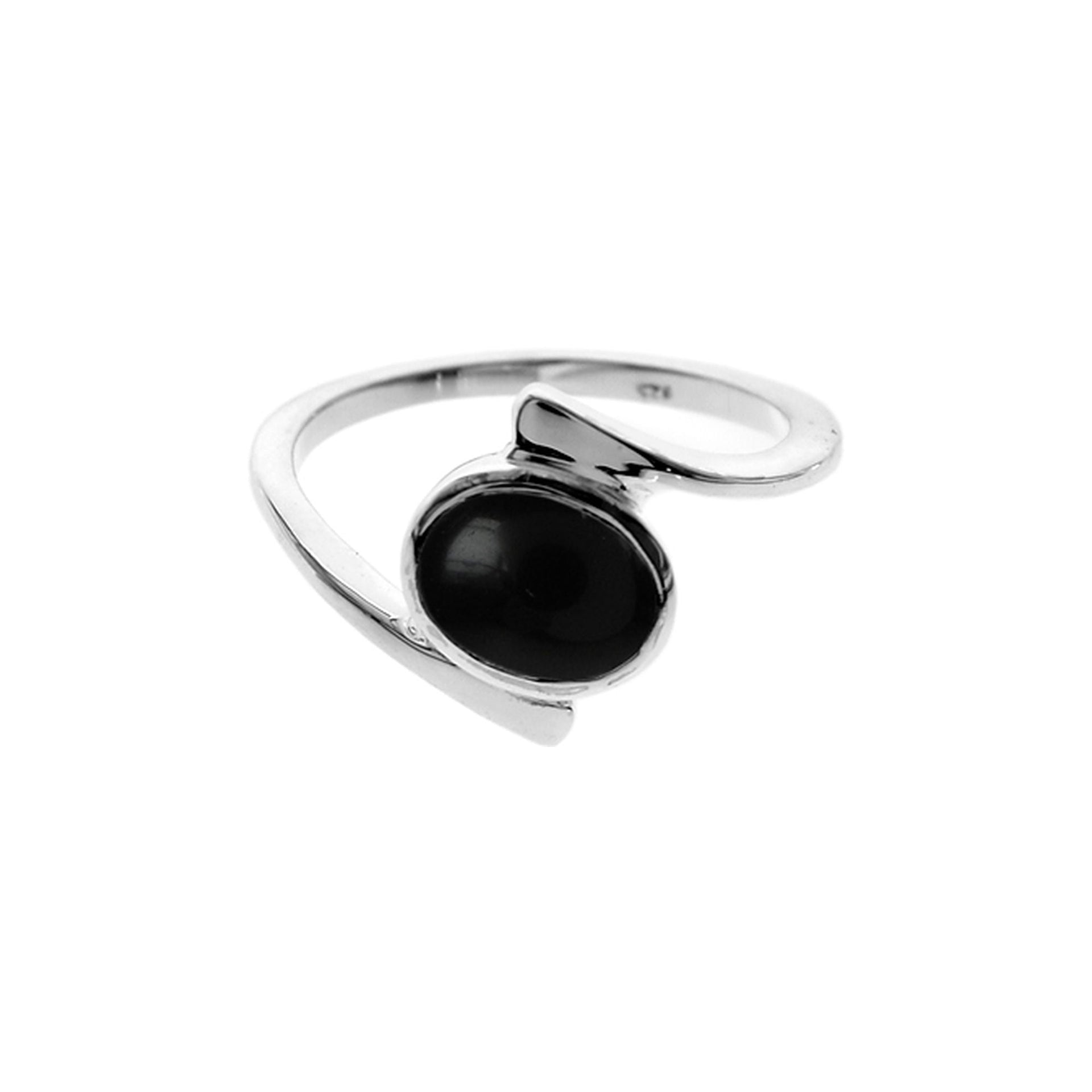 Ivy oval black onyx abstract ring