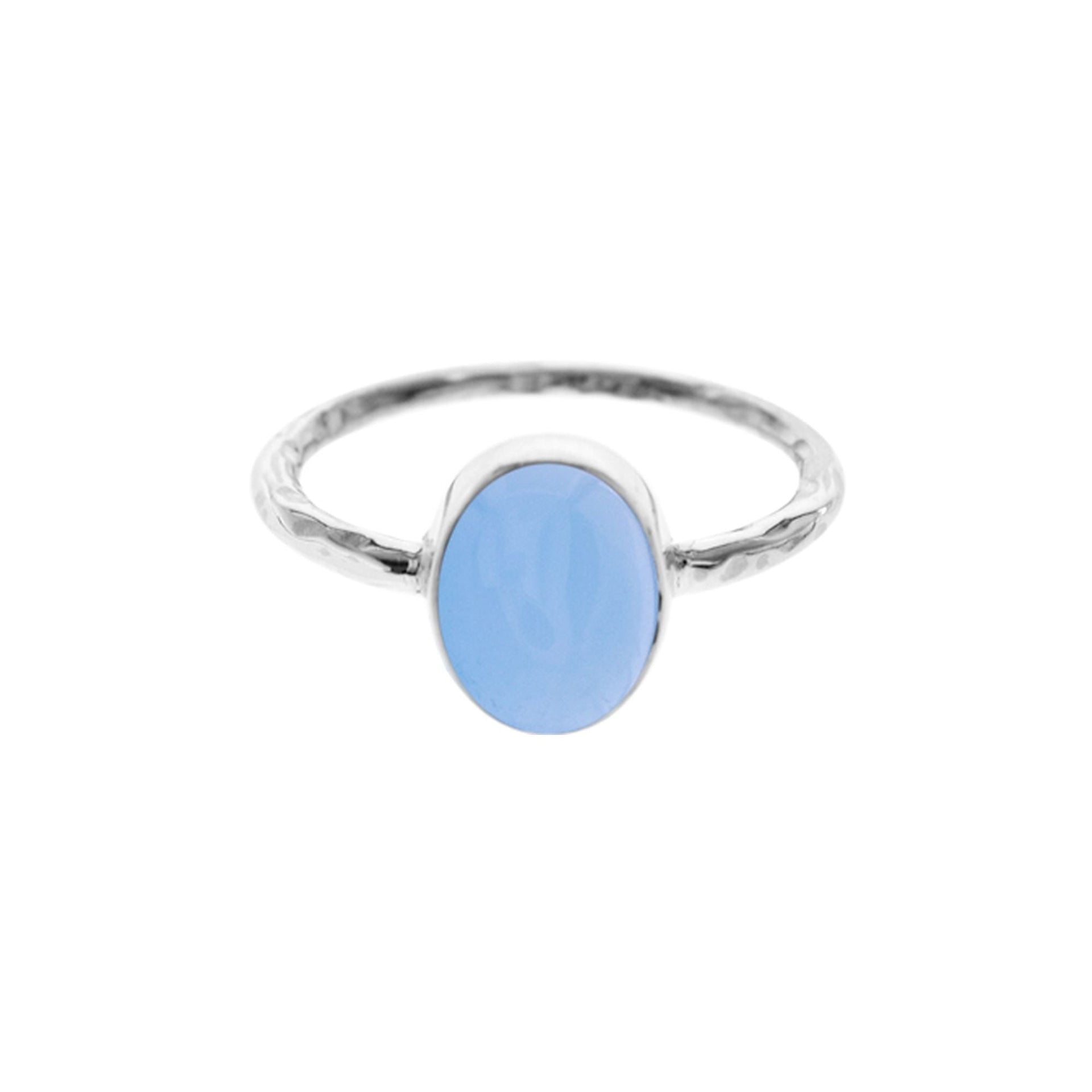 Lexi vertical oval blue chalcedony ring