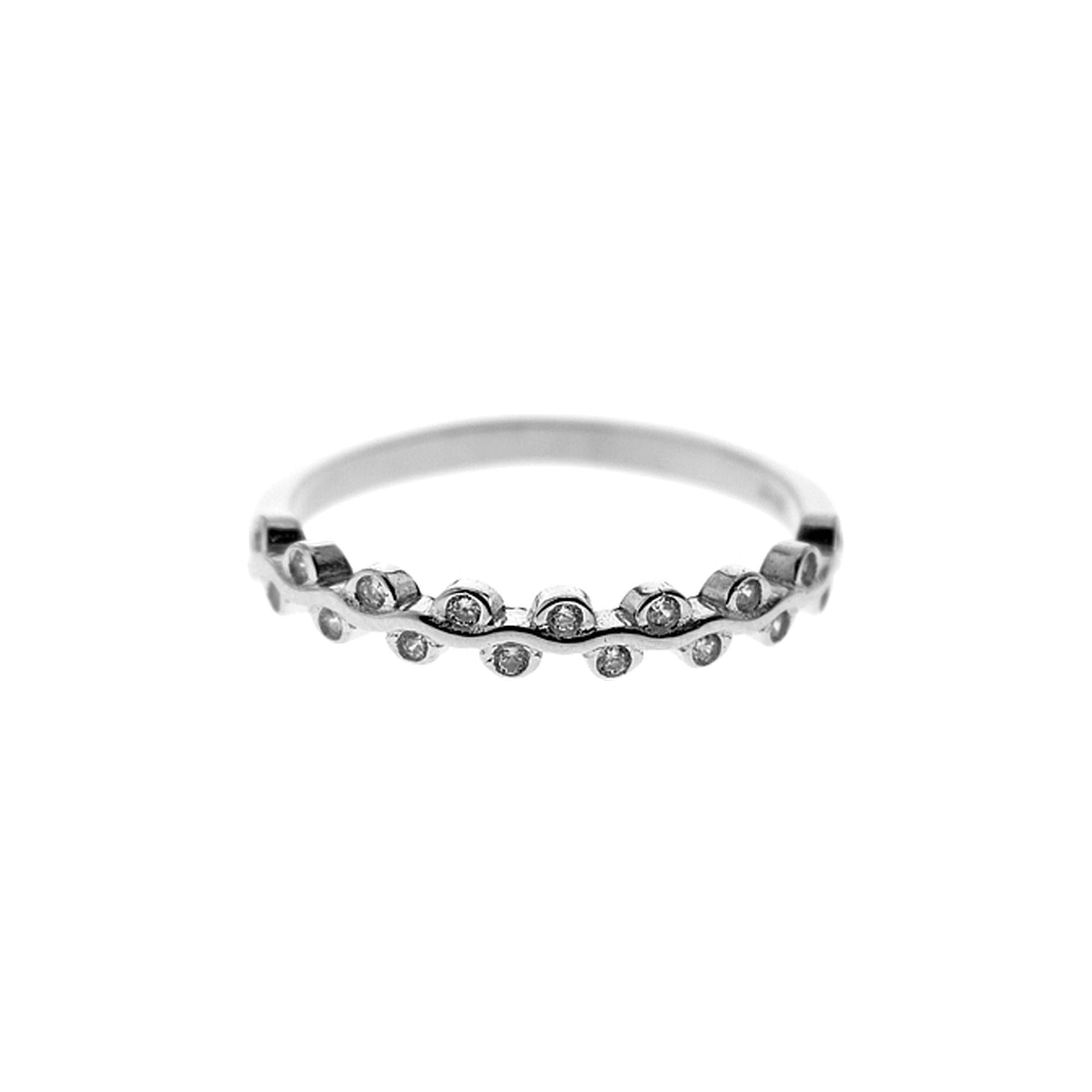 Carrie staggered double row CZ band ring