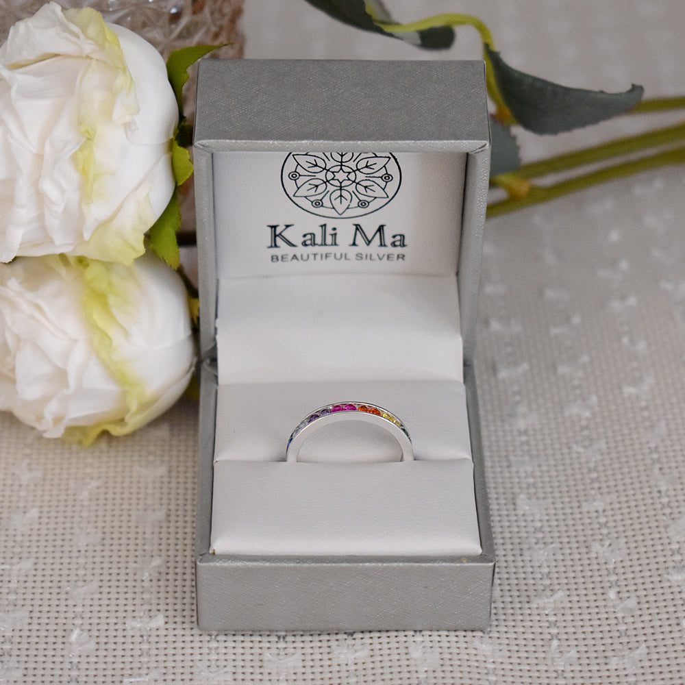 Callista rainbow CZ full eternity ring
