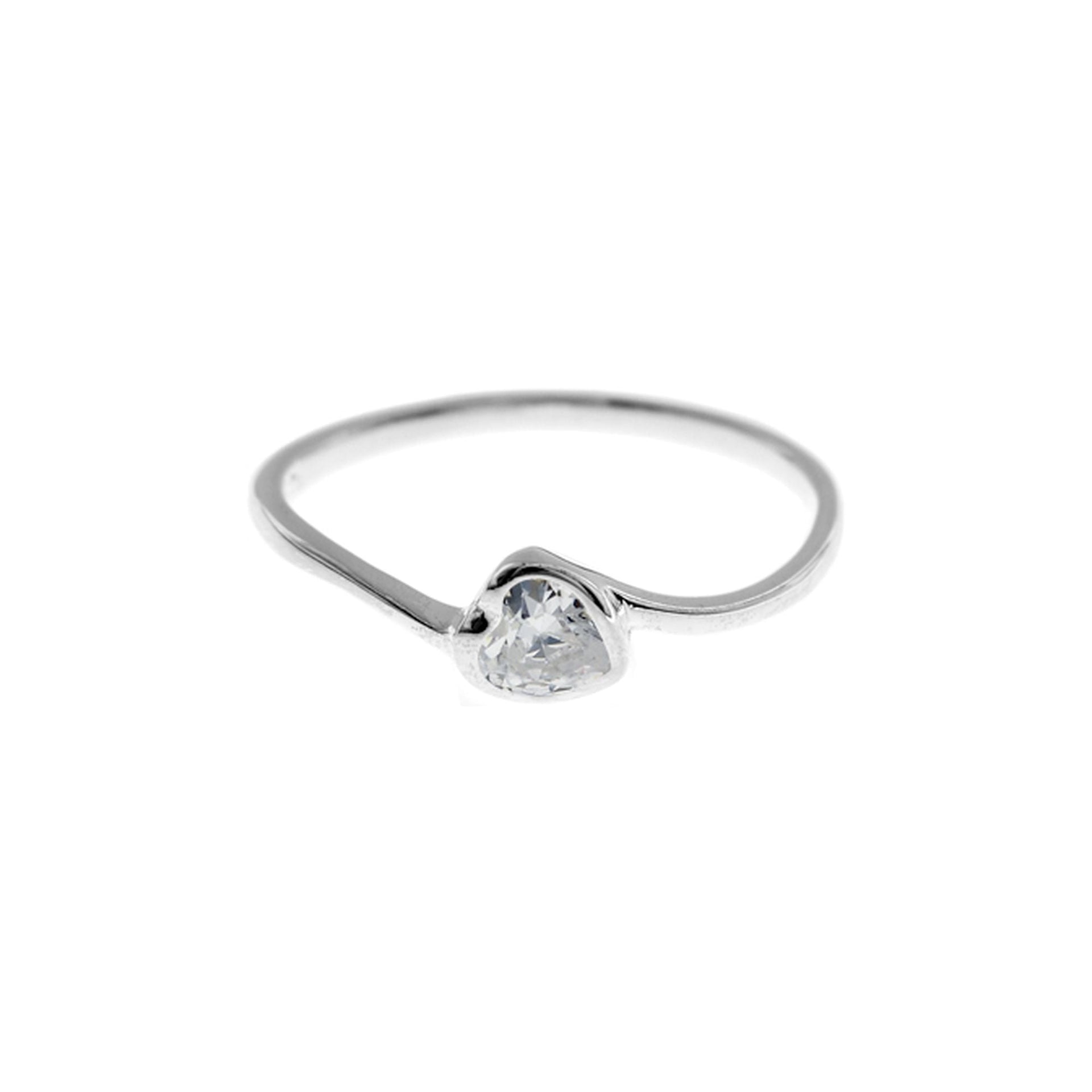 Kenzie offset heart CZ solitaire ring