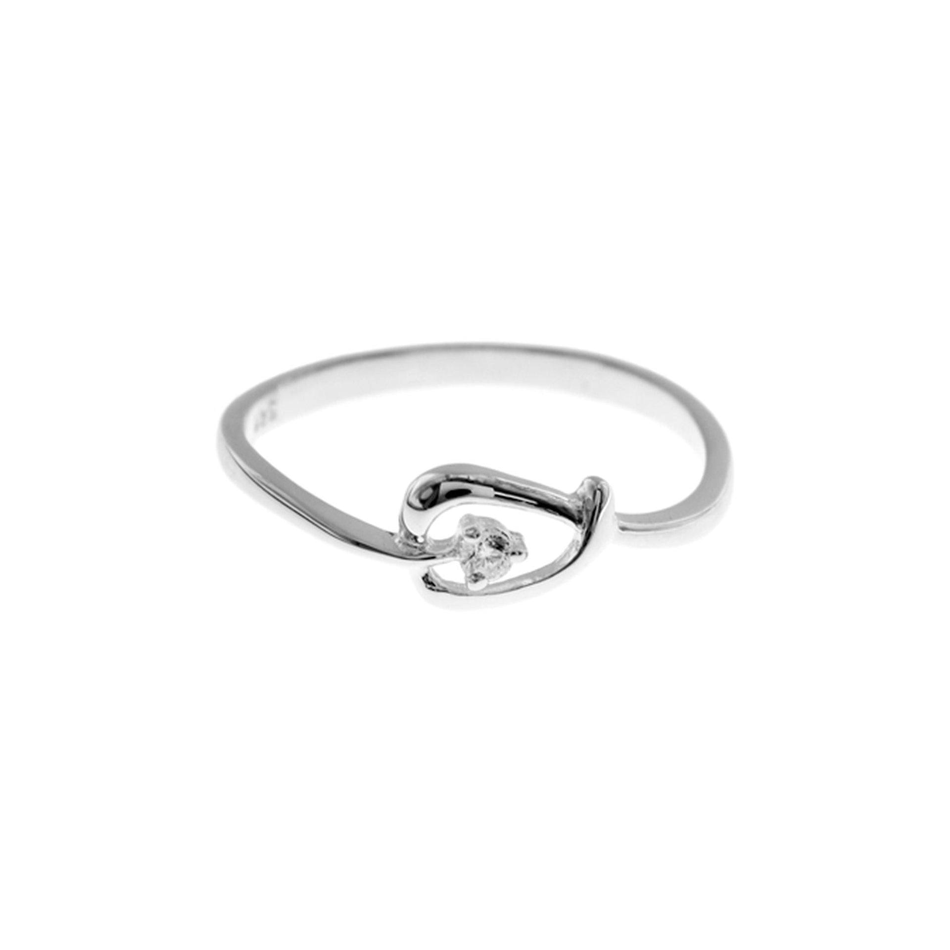Carrie looped leaf with single CZ ring