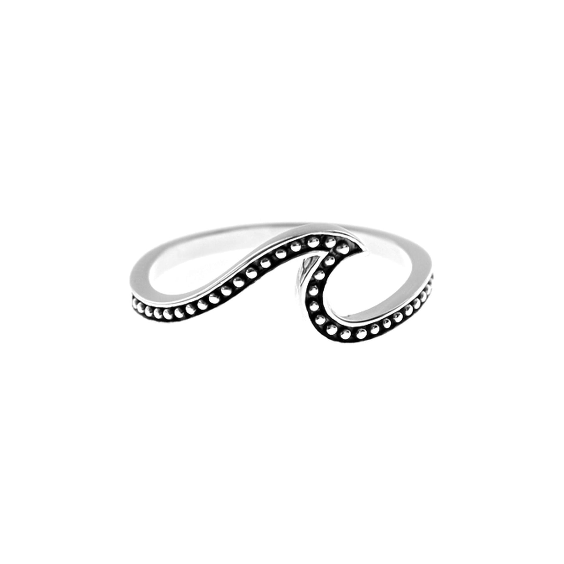 Mila studded oxidised wave ring
