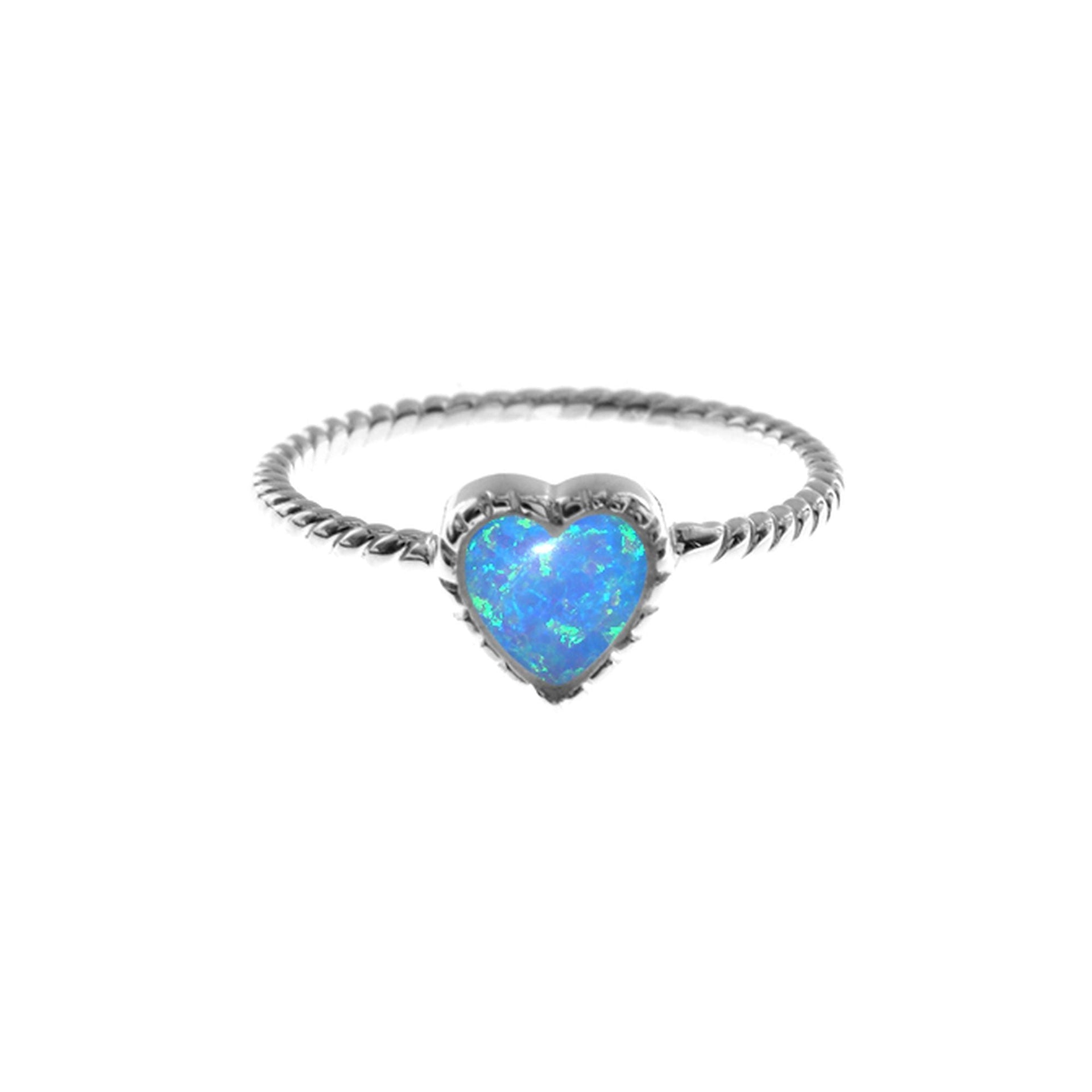 Bethan rope shank with blue opalique heart ring