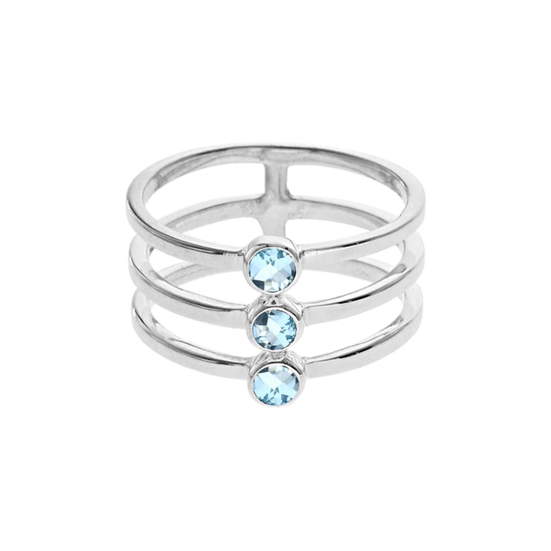 Bridget blue topaz triple band ring