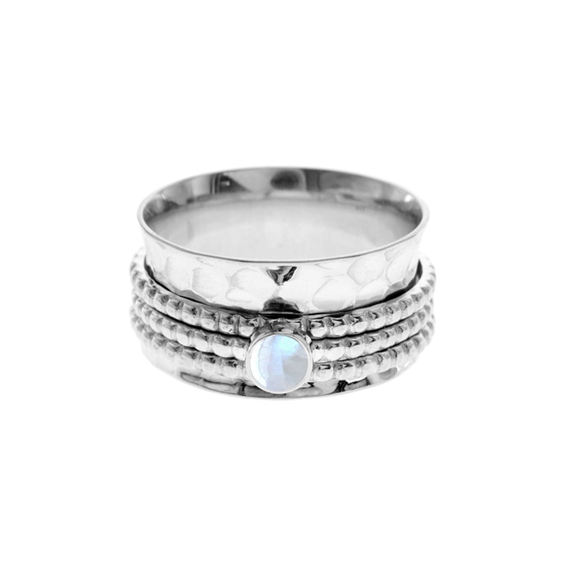 Lexi rainbow moonstone triple spinning bobble band ring