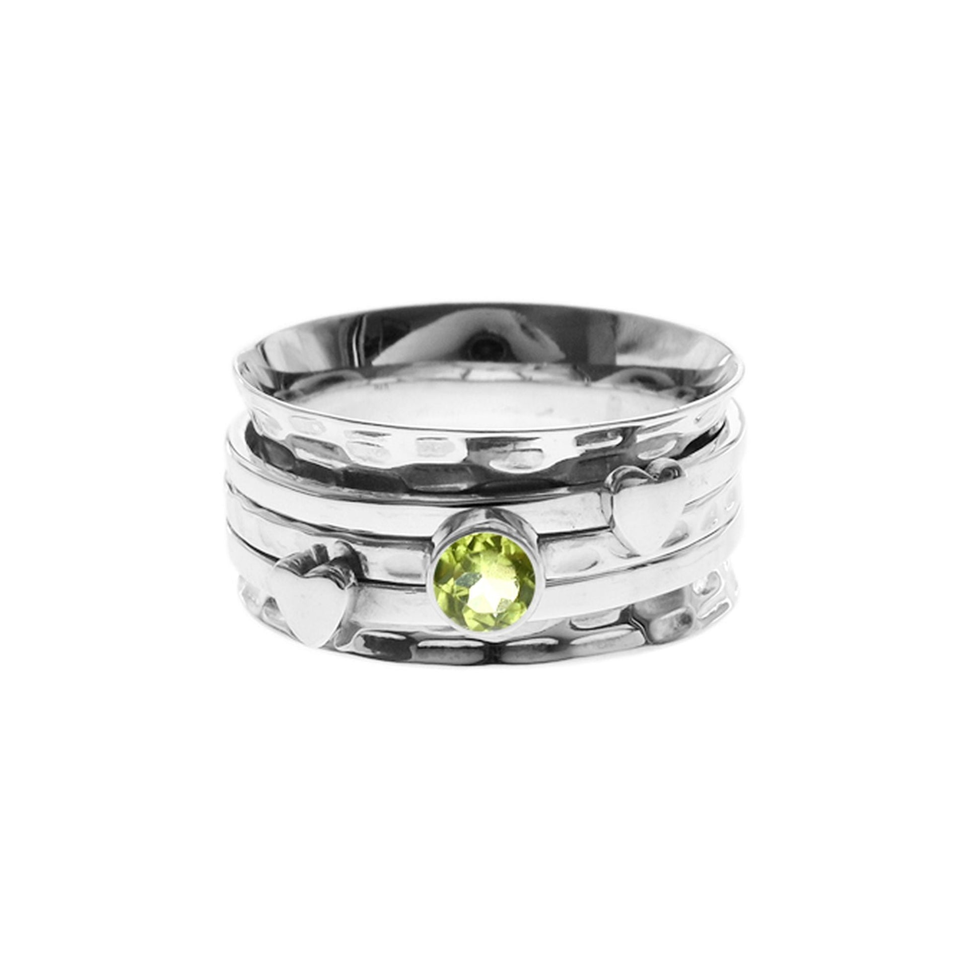 Lexi triple band hearts & peridot facet spinning ring