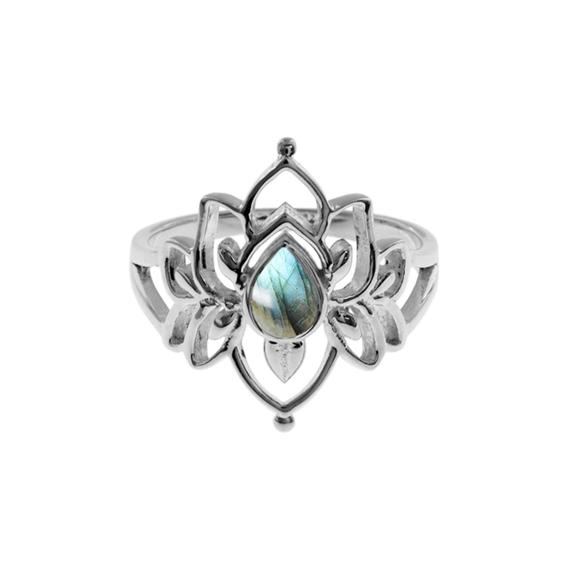 Catalina lotus flower labradorite ring