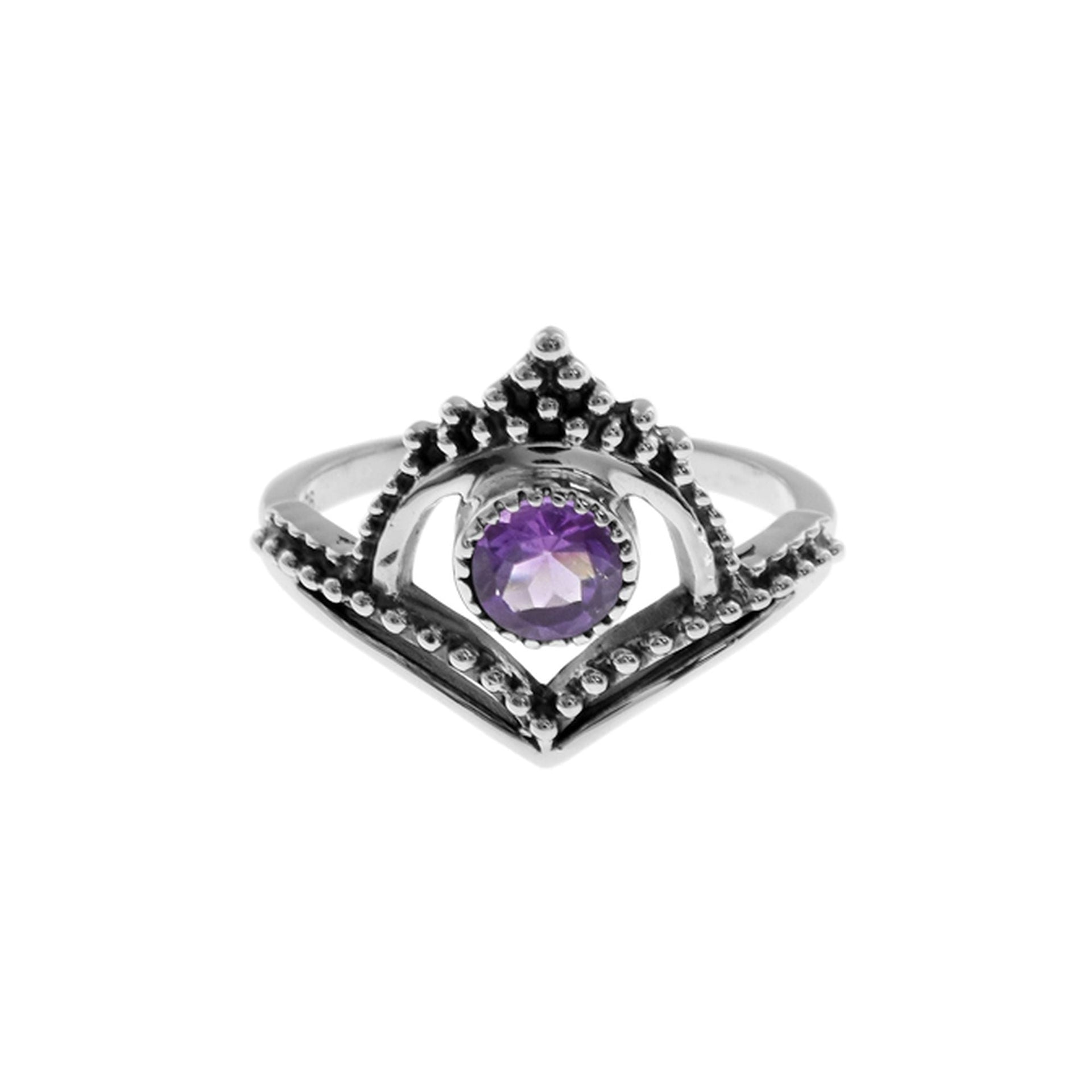 Catalina amethyst facet chevron arch ring
